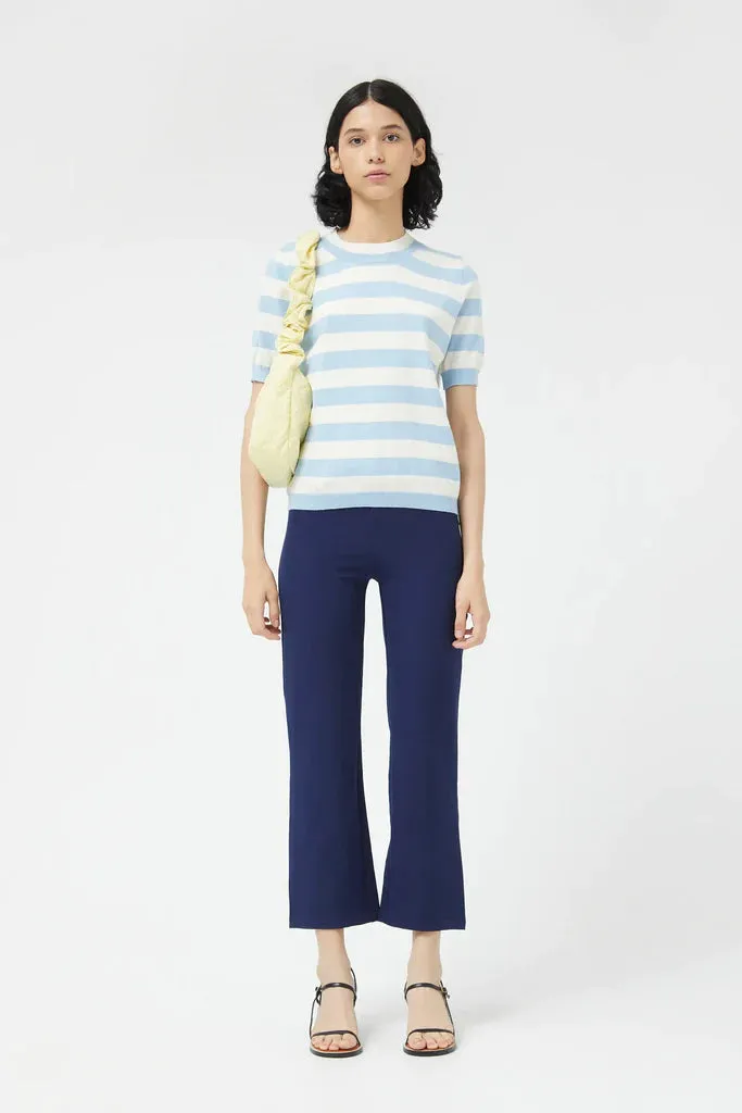 Striped Short Sleeve Sweater - Blue
