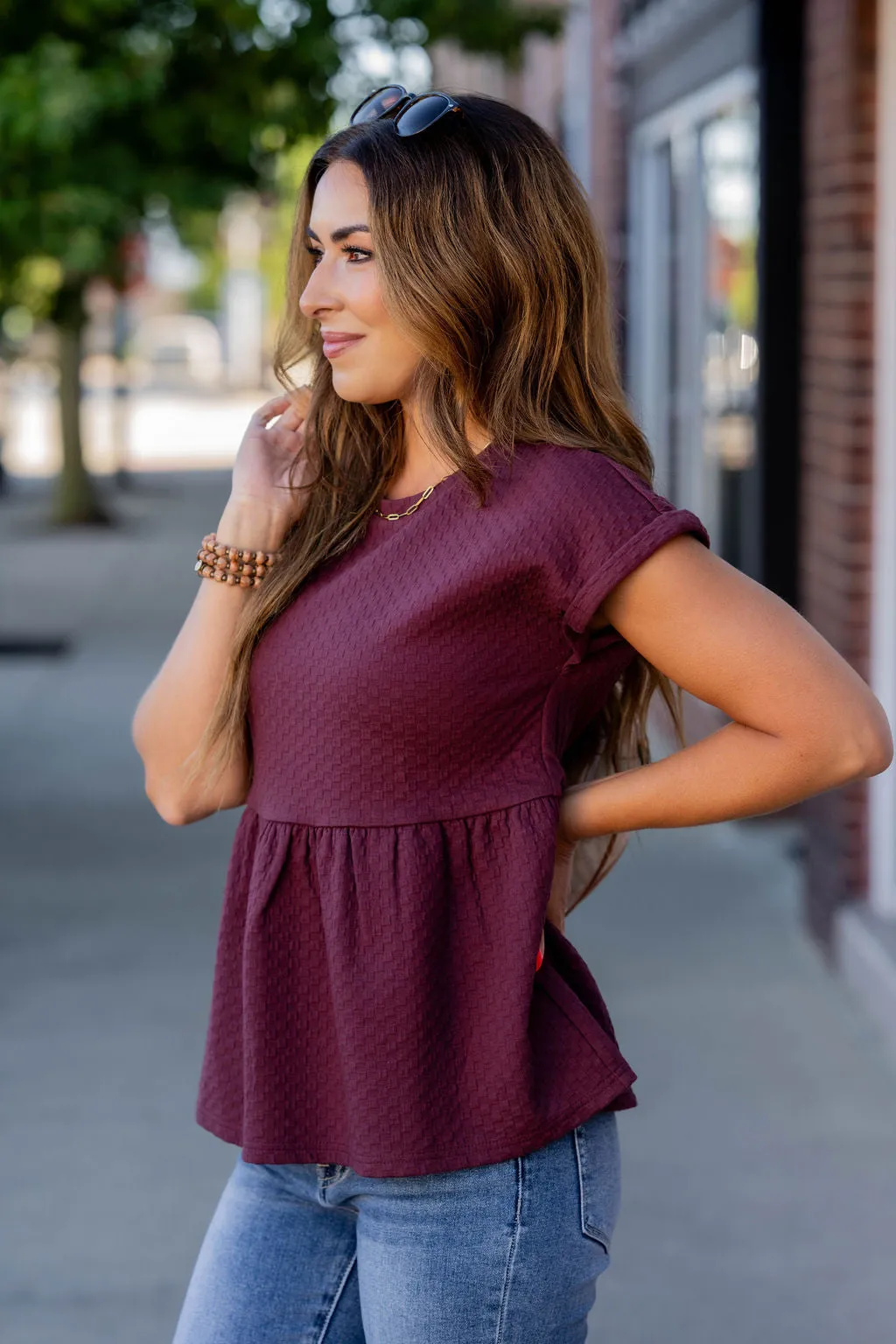Subtle Checkered Peplum Tee
