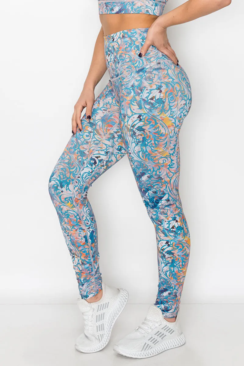 Sunburst Bohemian Print Active Leggings