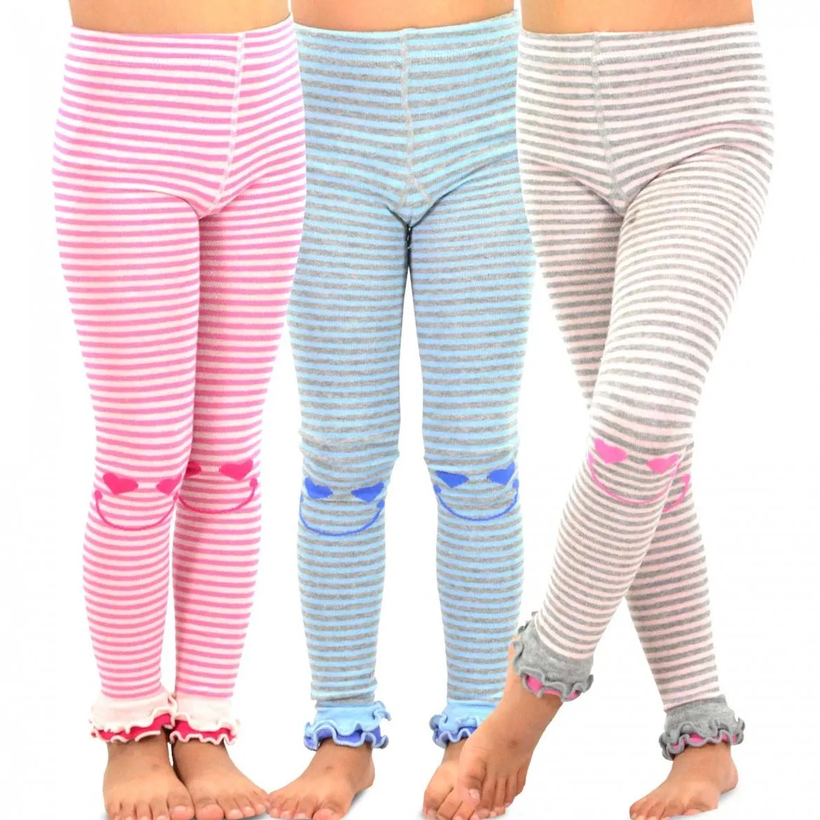 TeeHee Socks Kid's Casual Cotton Footless Tights Happy Stripe 3-Pack (70685)