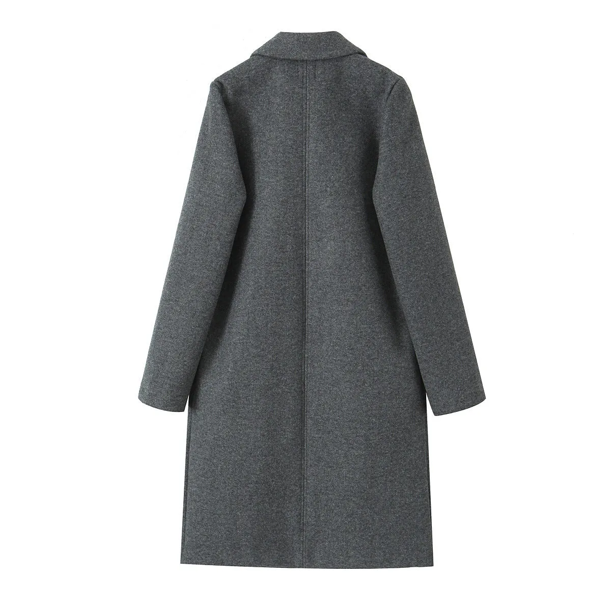 Textured open coat with a lapel collar