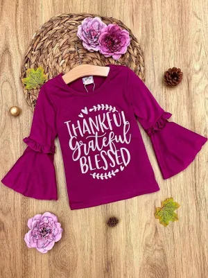 Thankful Grateful Blessed Boho Sleeve Top