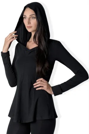 The Debbie hooded A-line bamboo jersey long sleeve tee