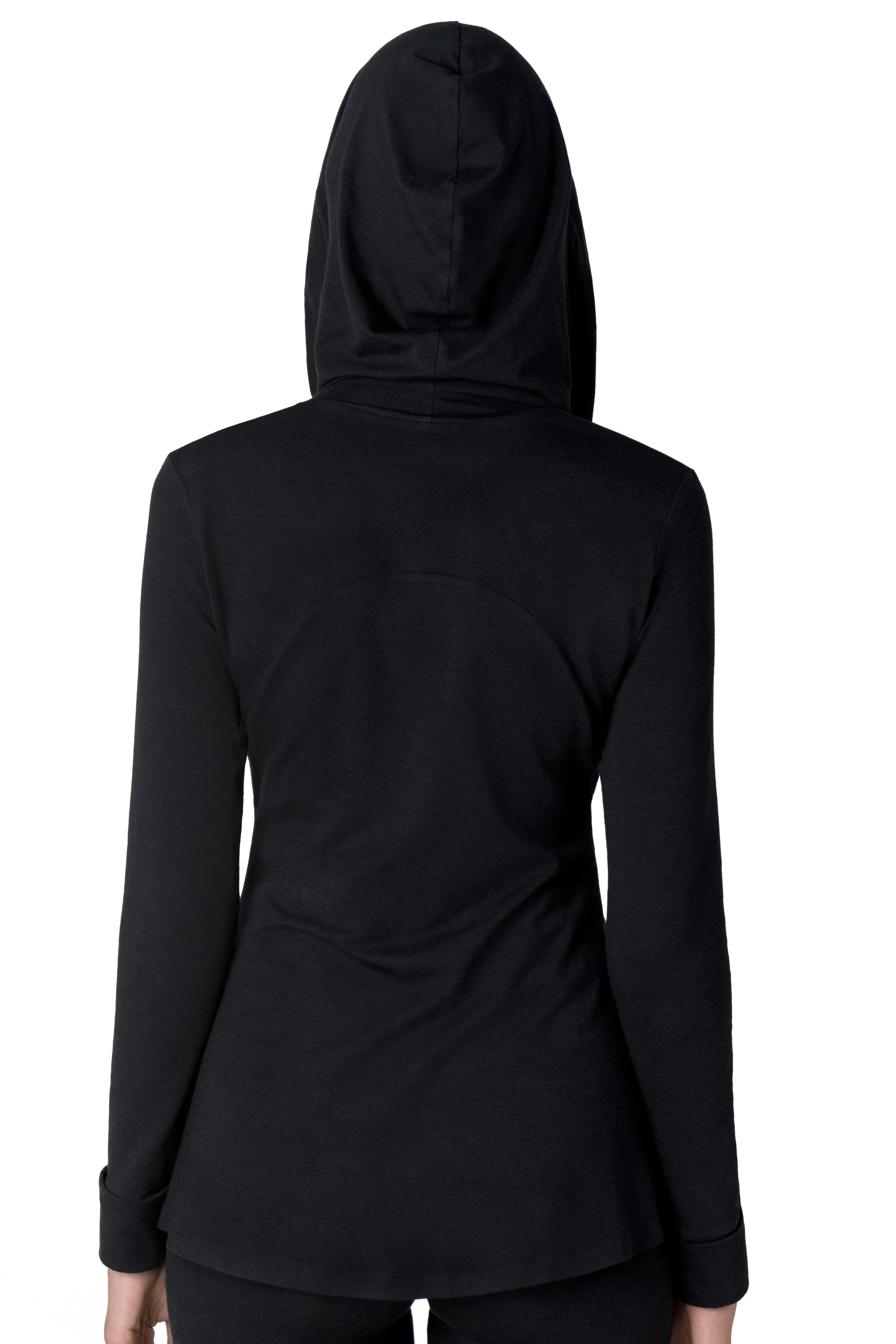 The Debbie hooded A-line bamboo jersey long sleeve tee