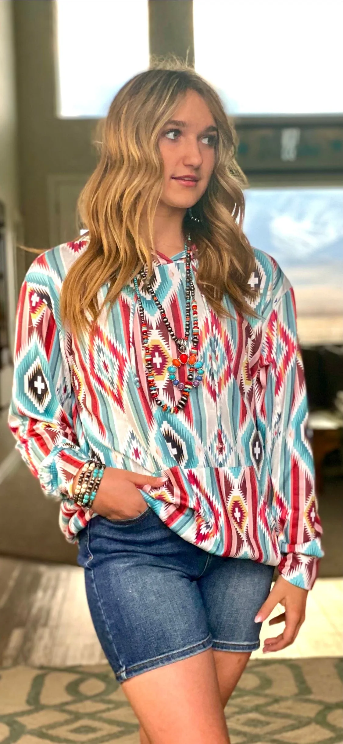 The North of Pueblo Aztec Hoodie Top
