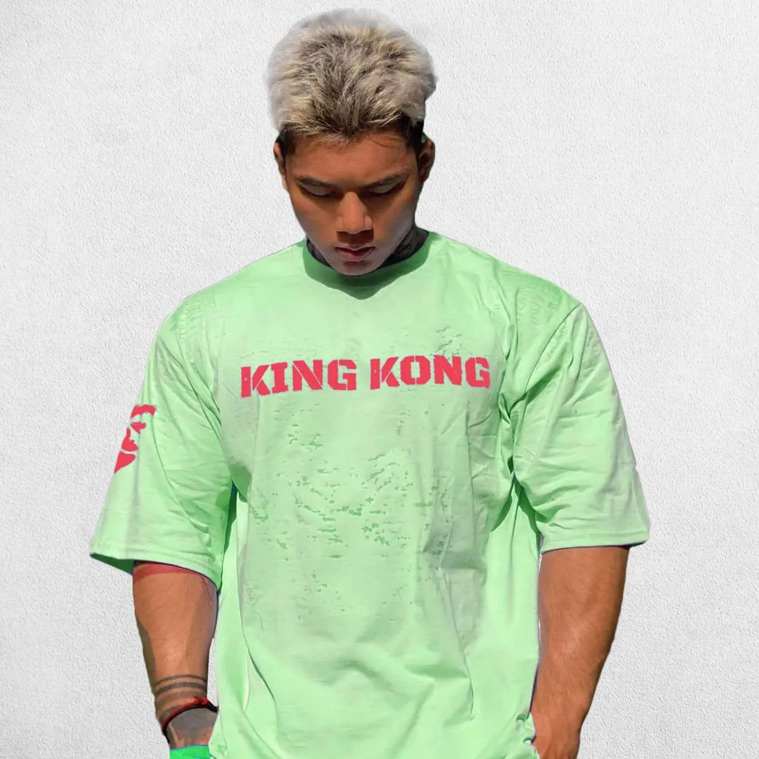 Trendy and Comfortable Men's Oversized King Kong Print Cotton Sports Shirt