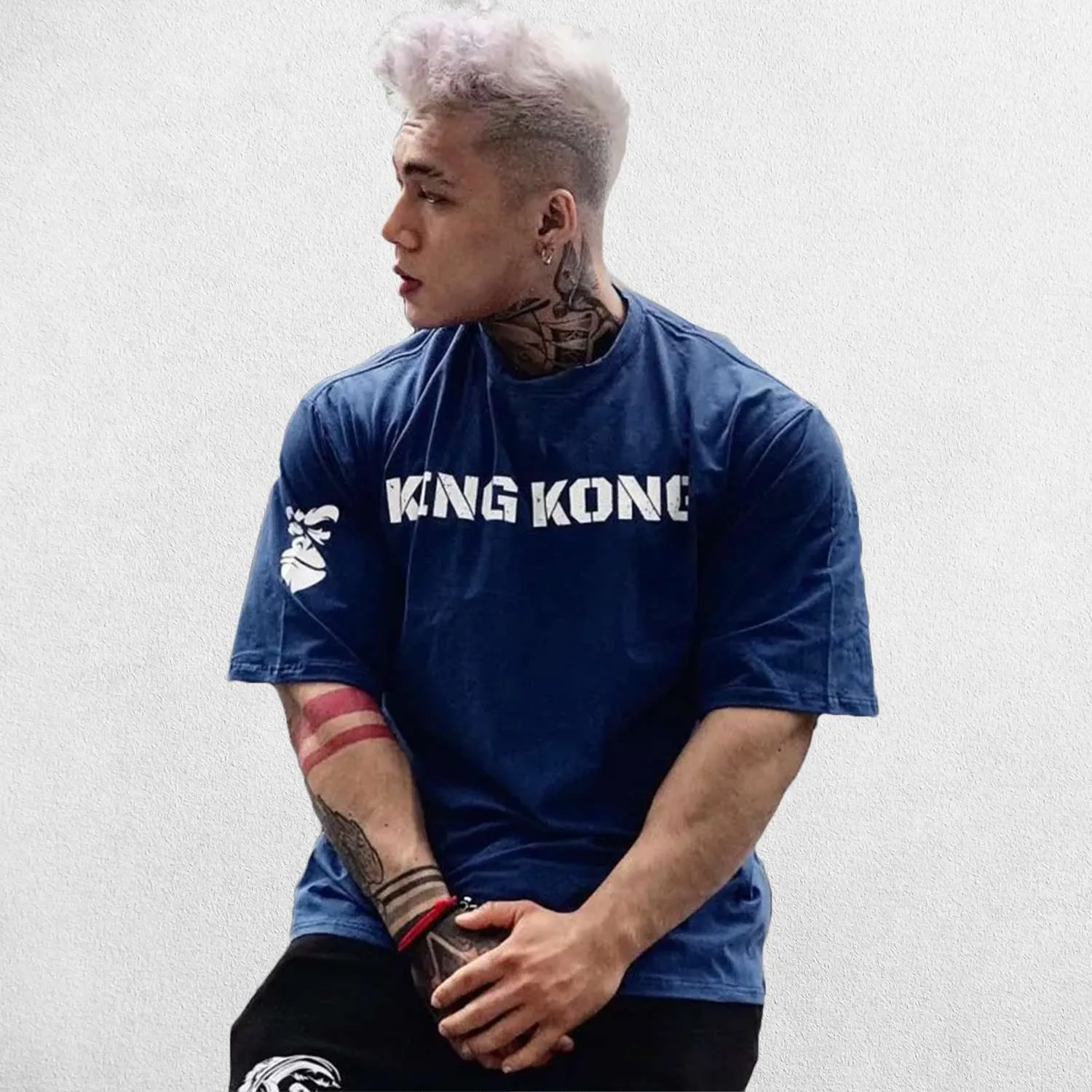 Trendy and Comfortable Men's Oversized King Kong Print Cotton Sports Shirt