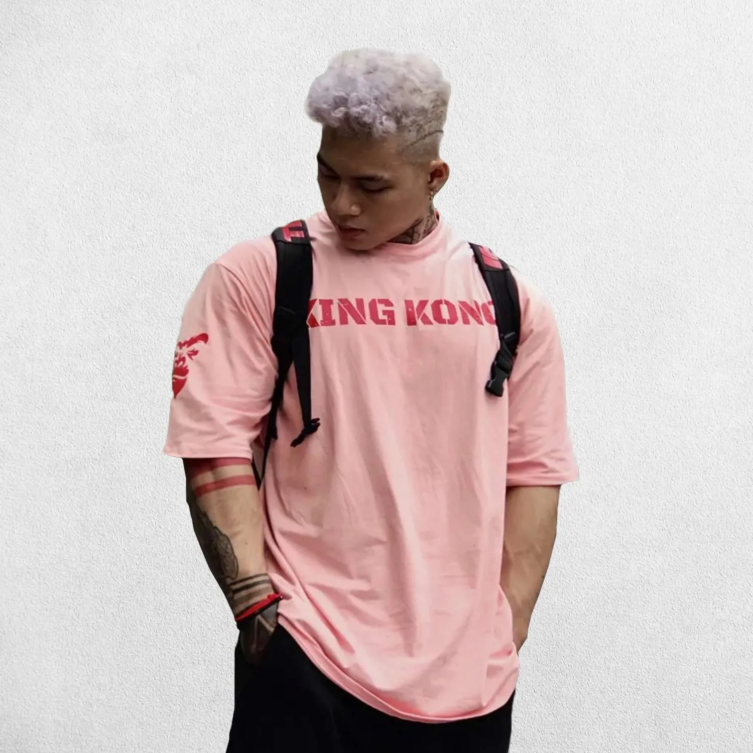 Trendy and Comfortable Men's Oversized King Kong Print Cotton Sports Shirt