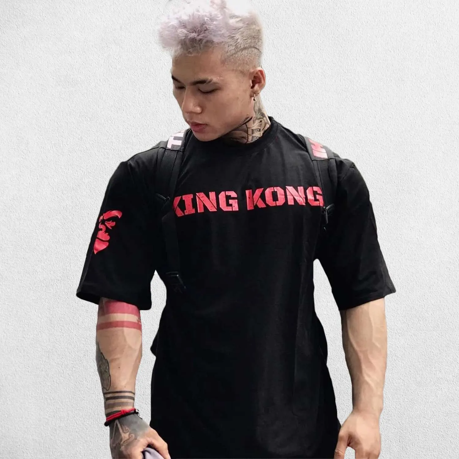 Trendy and Comfortable Men's Oversized King Kong Print Cotton Sports Shirt