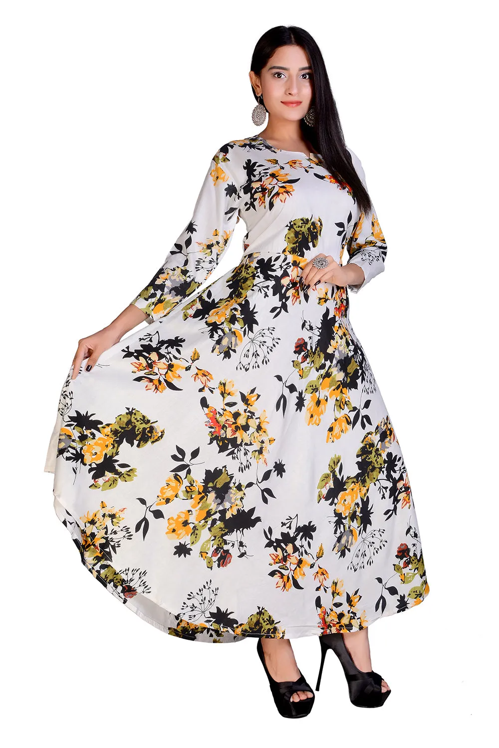 Trendy Fashionable Women Printed Long Dress