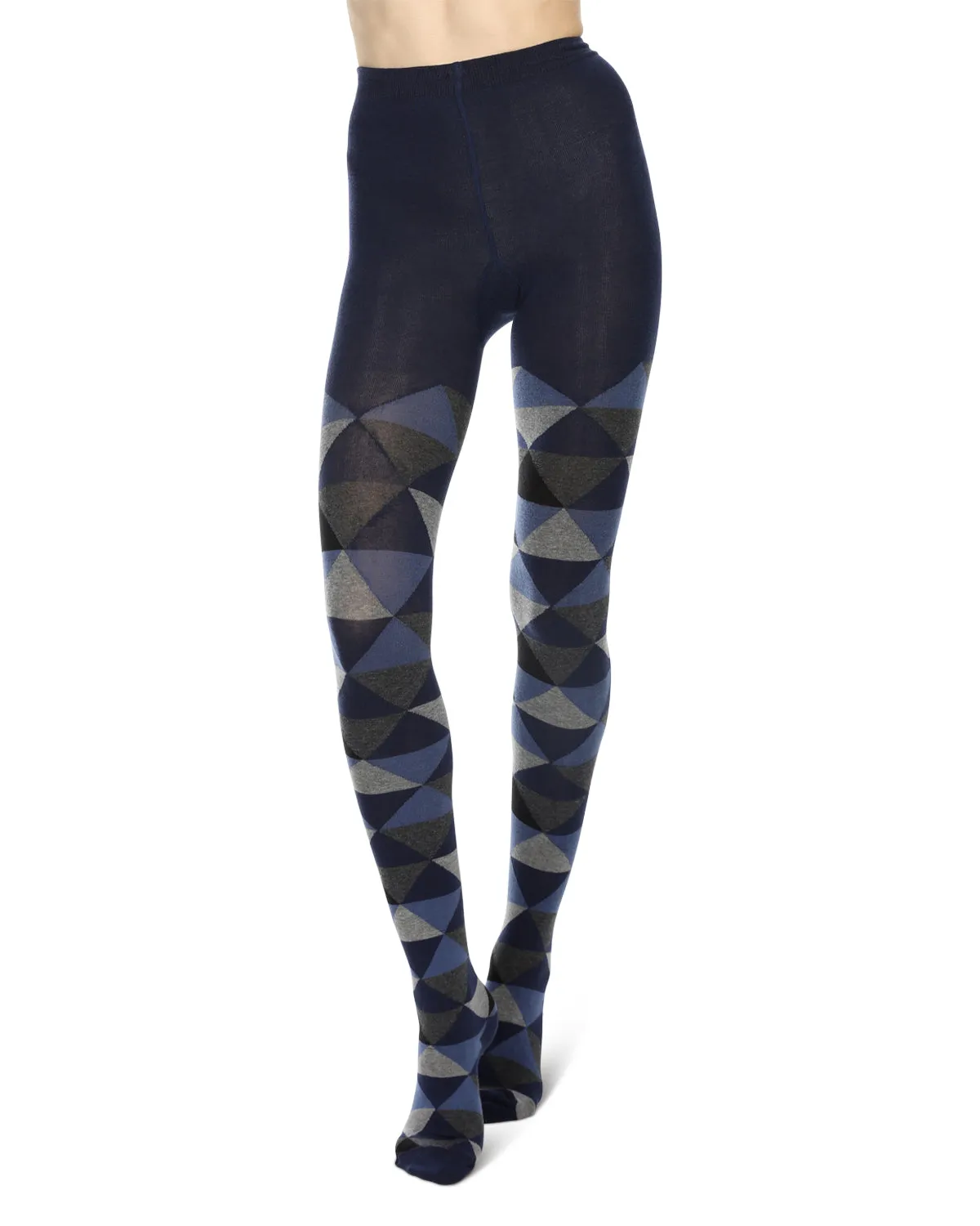 Triangular Cotton Blend Sweater Tights