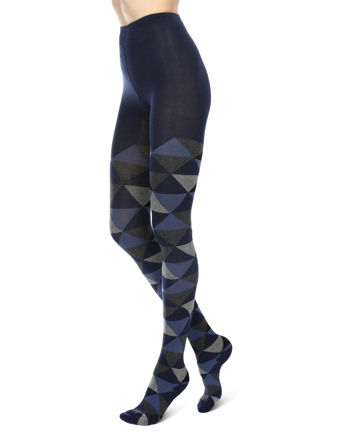 Triangular Cotton Blend Sweater Tights