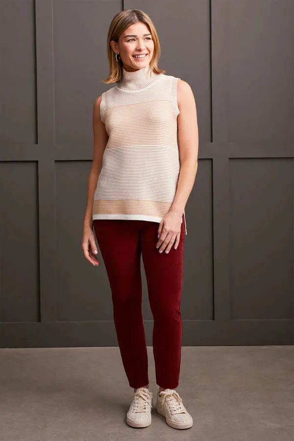 Tribal Cowl Neck Sleeveless Sweater