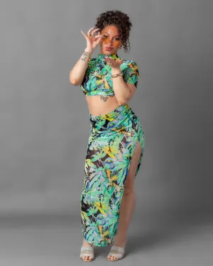 Tulum Short Sleeve Mesh Top and Skirt Set