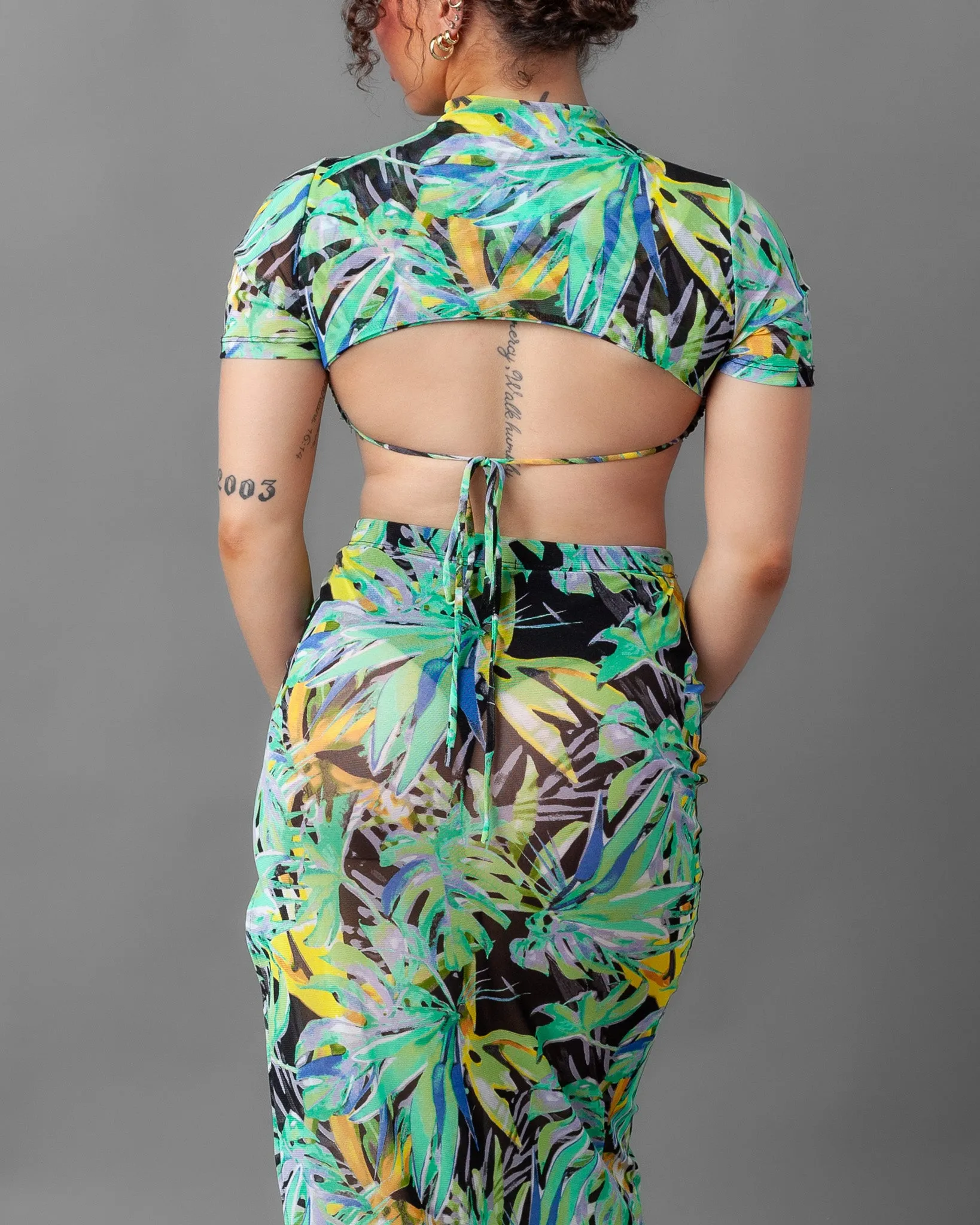 Tulum Short Sleeve Mesh Top and Skirt Set