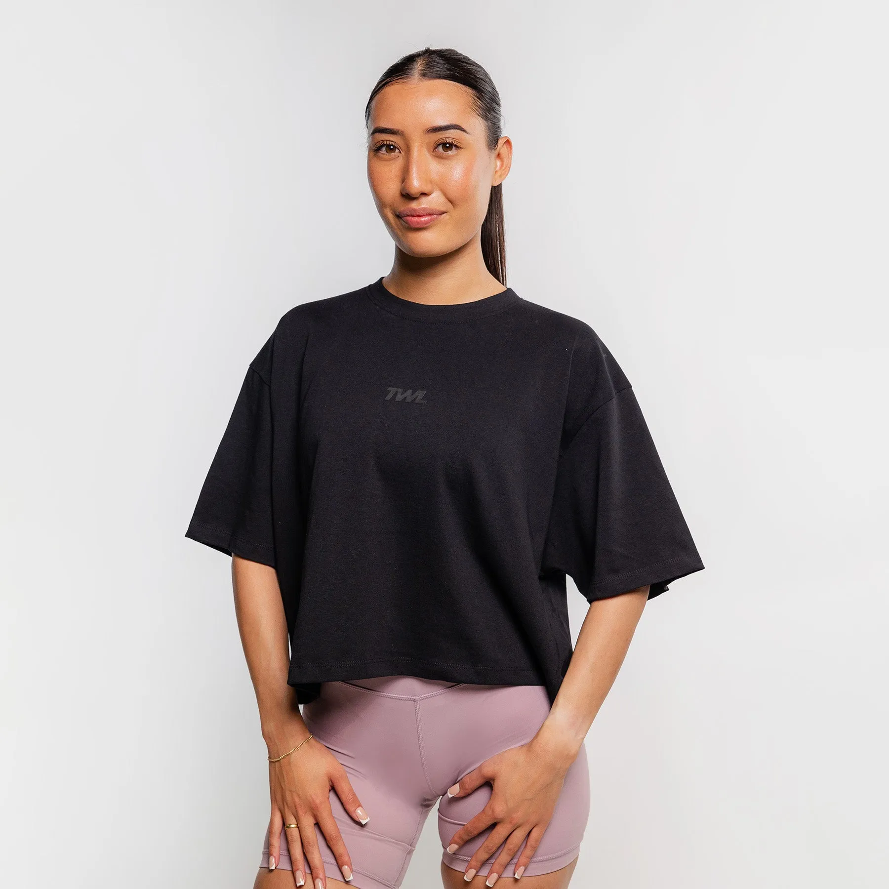 TWL - WOMEN'S LIFESTYLE OVERSIZED CROPPED T-SHIRT - BLACK