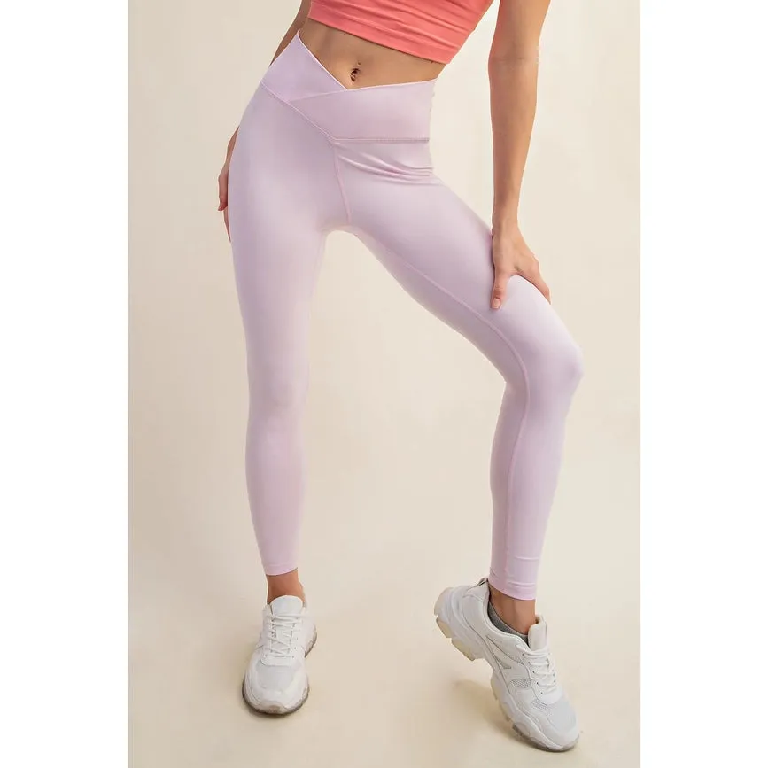 V Waist Full Length Leggings Sweet Pink