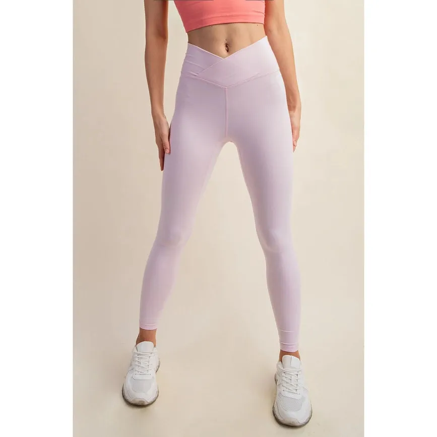 V Waist Full Length Leggings Sweet Pink