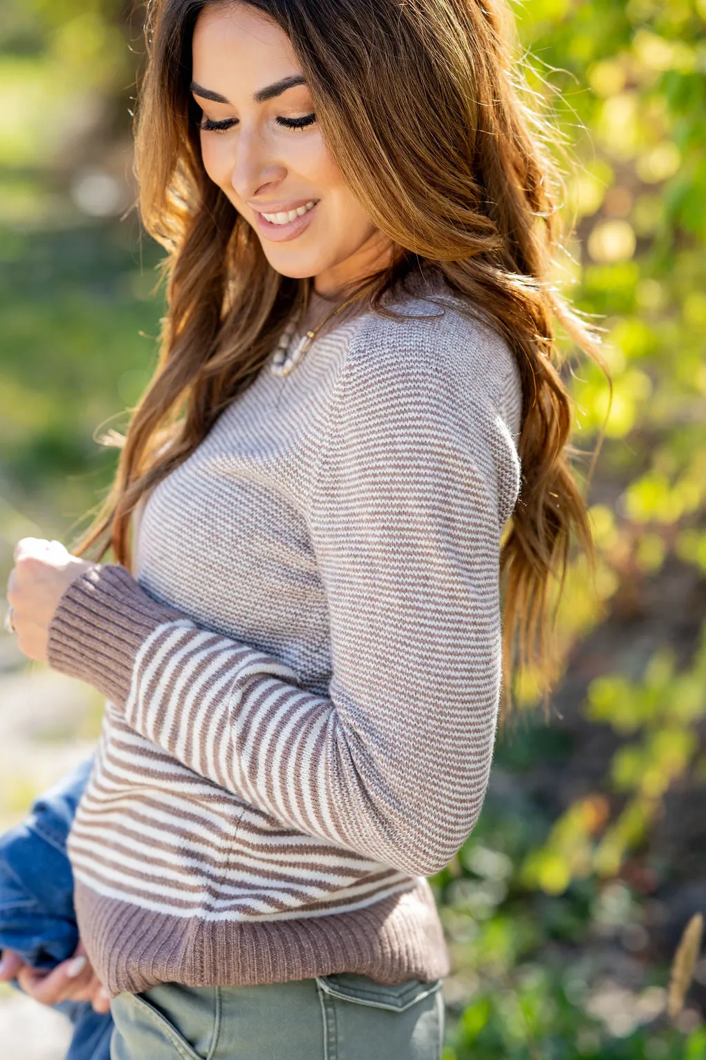 Various Textured Stripes Sweater