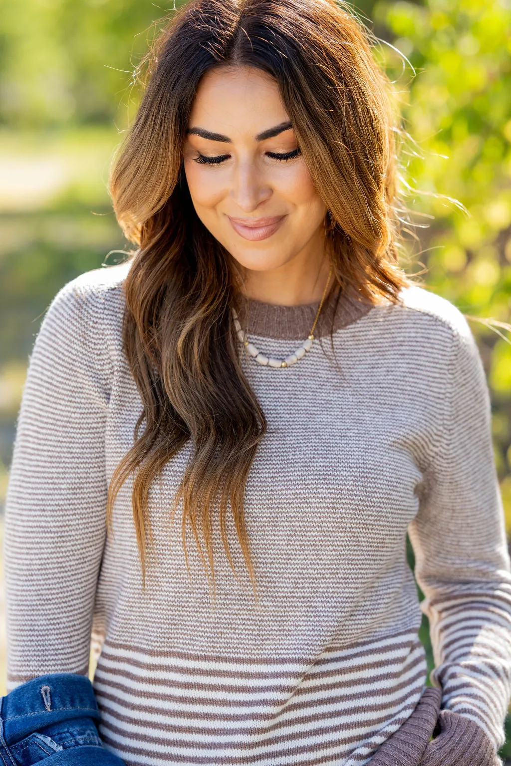Various Textured Stripes Sweater