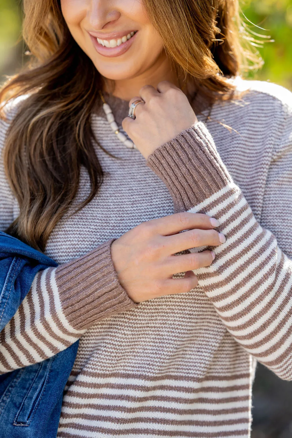 Various Textured Stripes Sweater