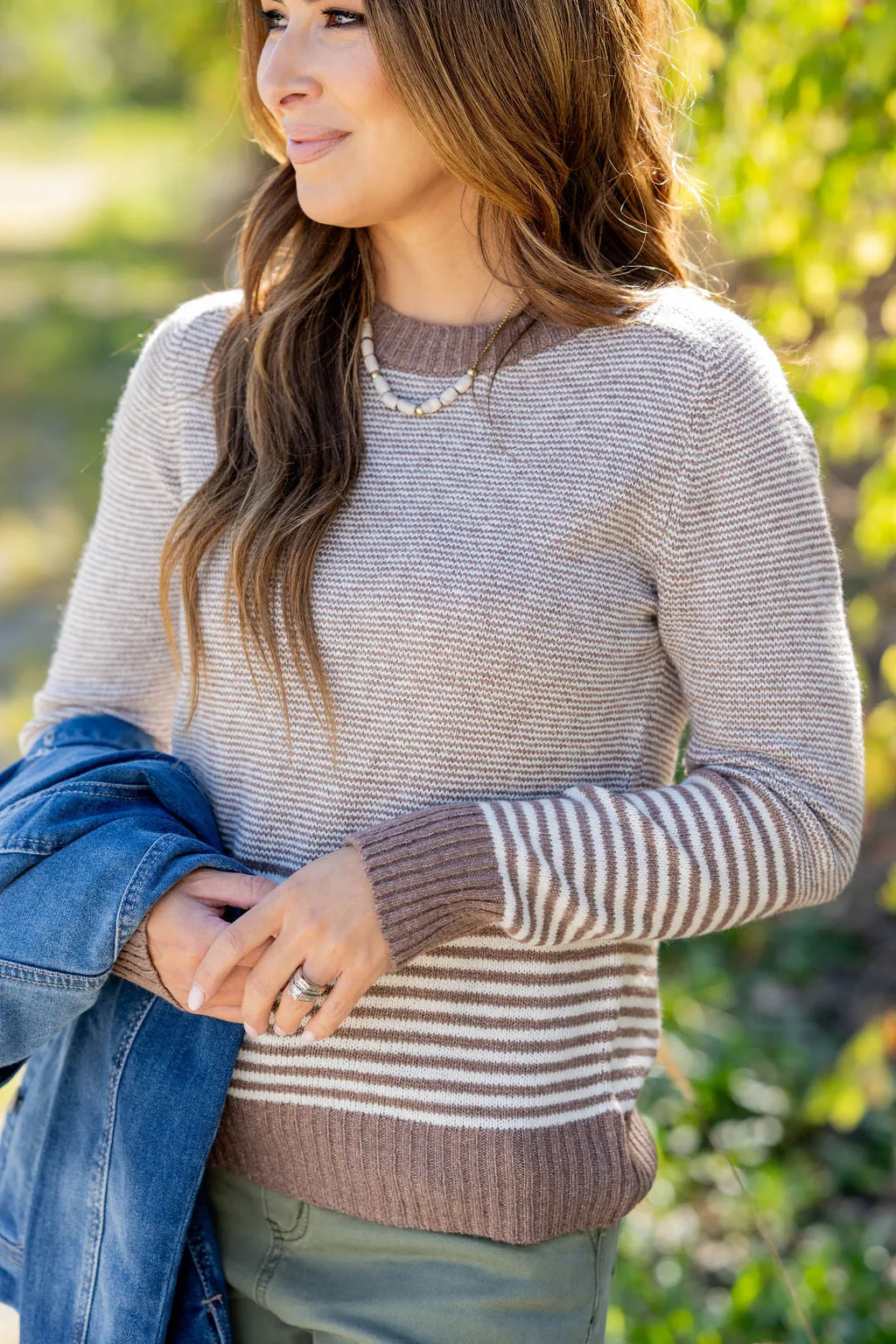 Various Textured Stripes Sweater