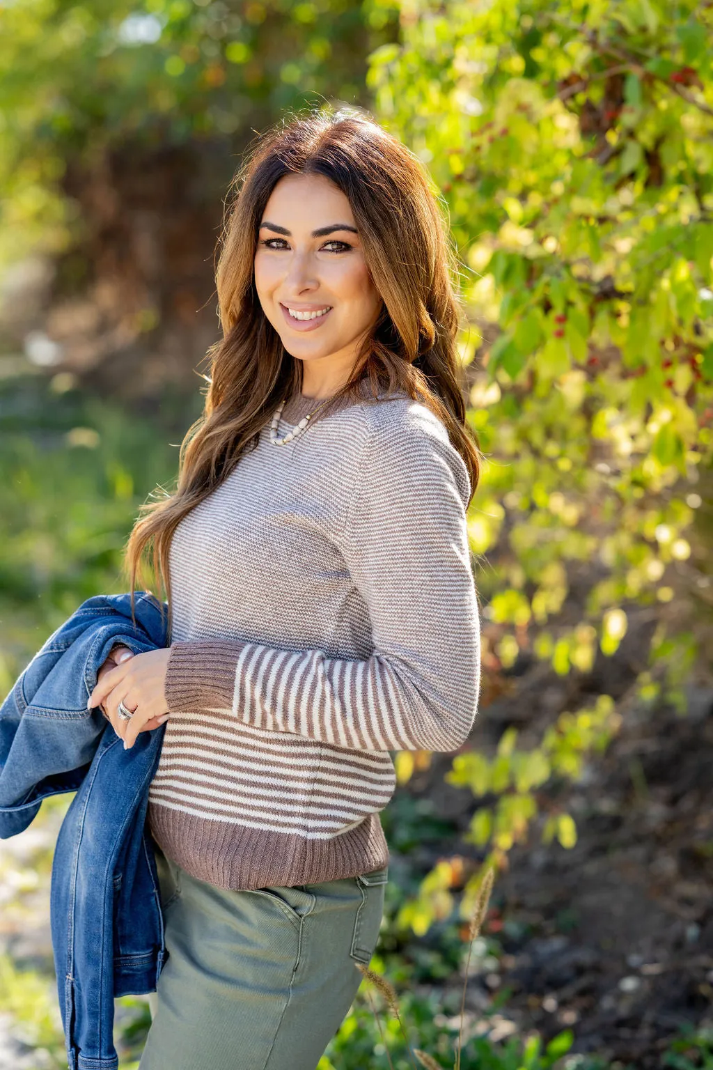Various Textured Stripes Sweater