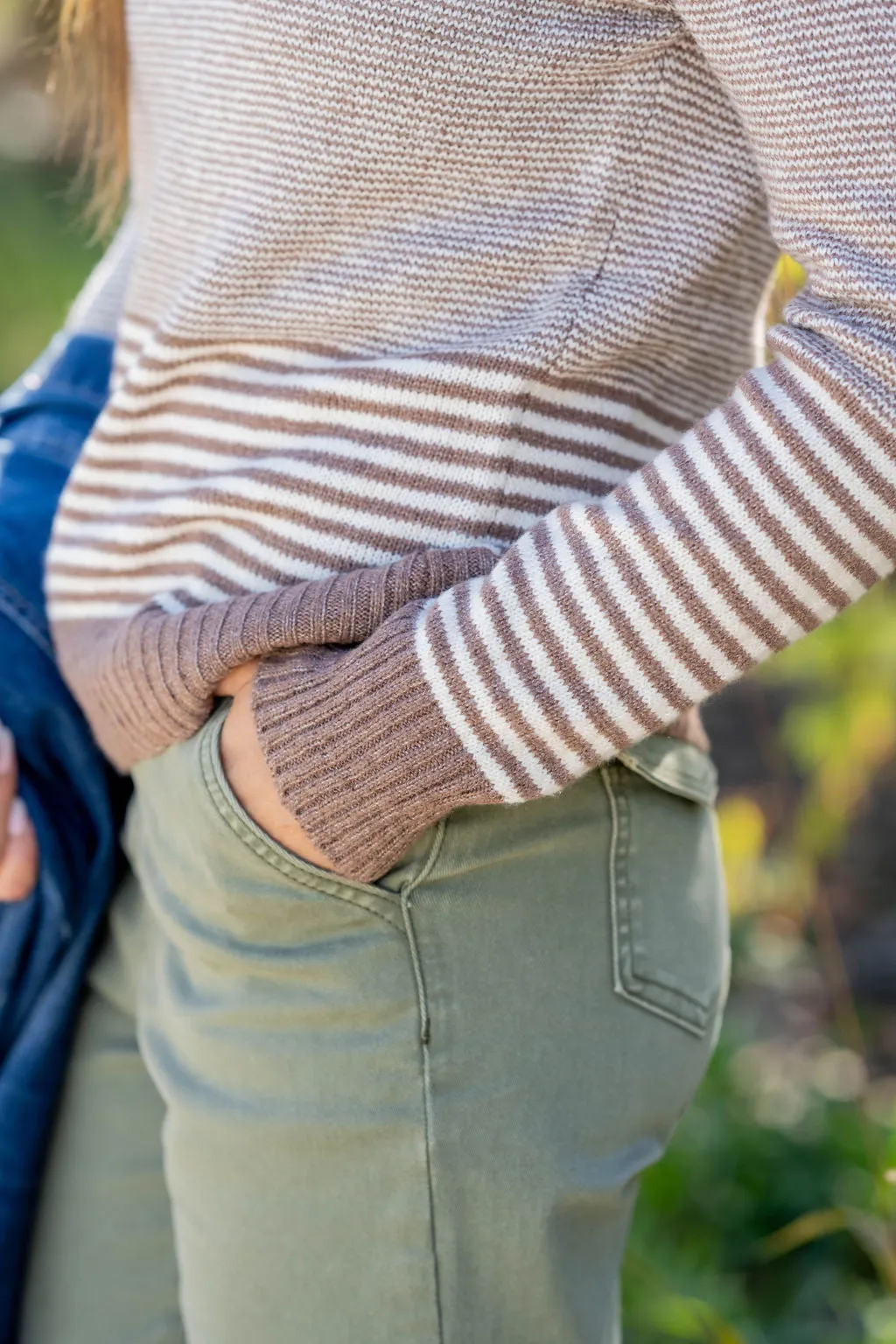 Various Textured Stripes Sweater