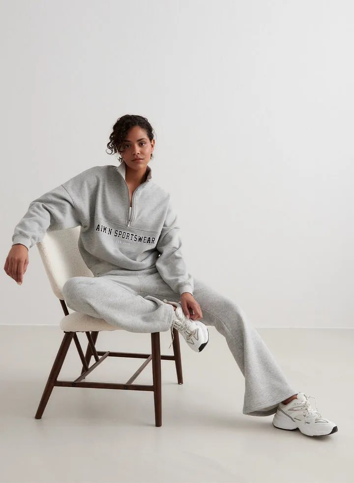 Varsity Sweat Half Zip | Grey Melange
