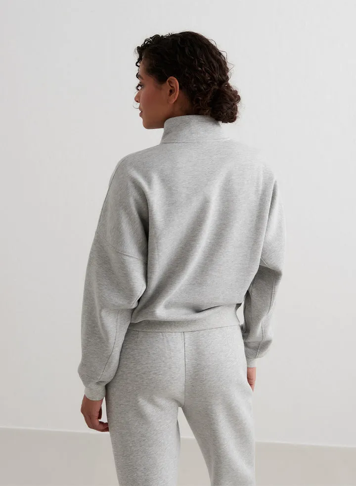 Varsity Sweat Half Zip | Grey Melange