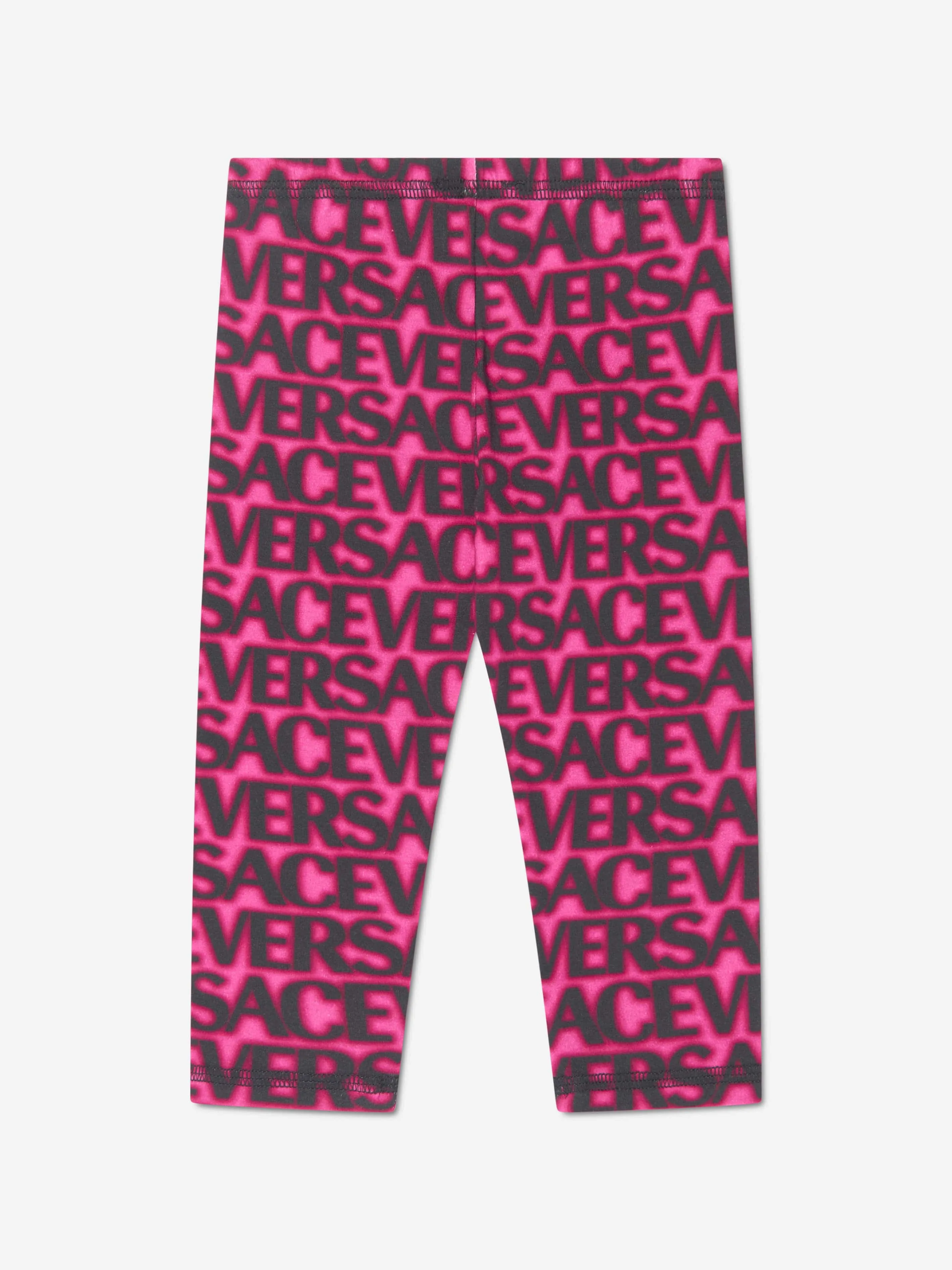 Versace Baby Girls Logo Leggings in Pink