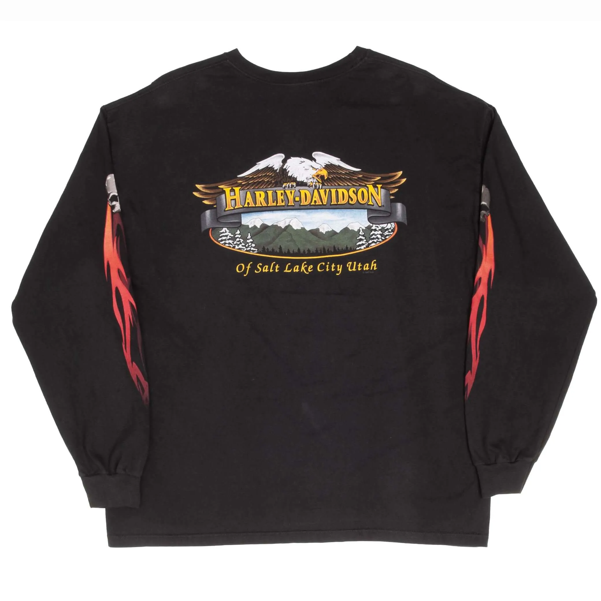 VINTAGE HARLEY DAVIDSON FLAME LONG SLEEVE TEE SHIRT 2005 SIZE XL MADE IN USA