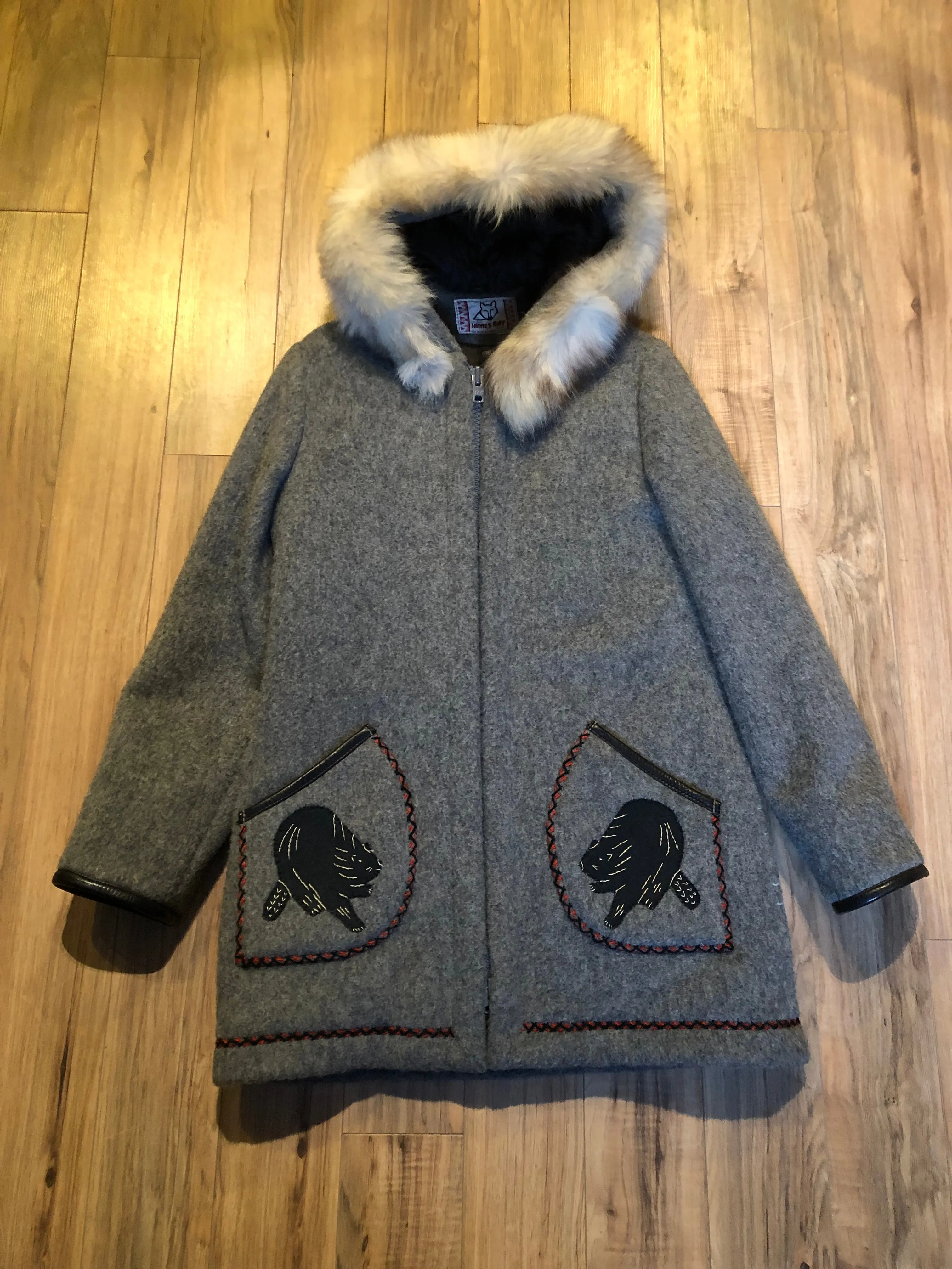 Vintage James Bay Grey Northern Parka with Fur Trimmed Hood, Made in Canada, SOLD