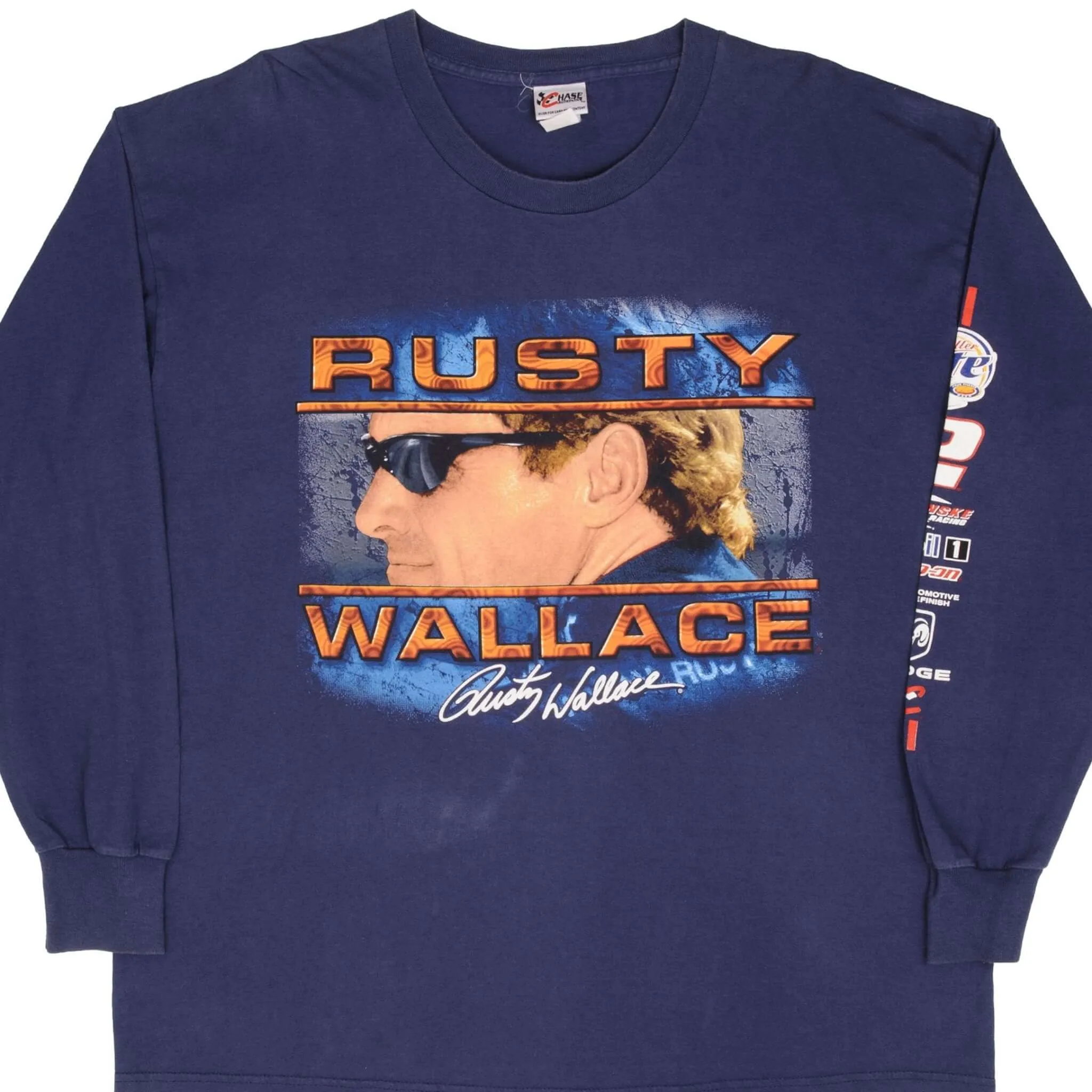VINTAGE NASCAR RUSTY WALLACE 2000S LONG SLEEVE TEE SHIRT SIZE XL