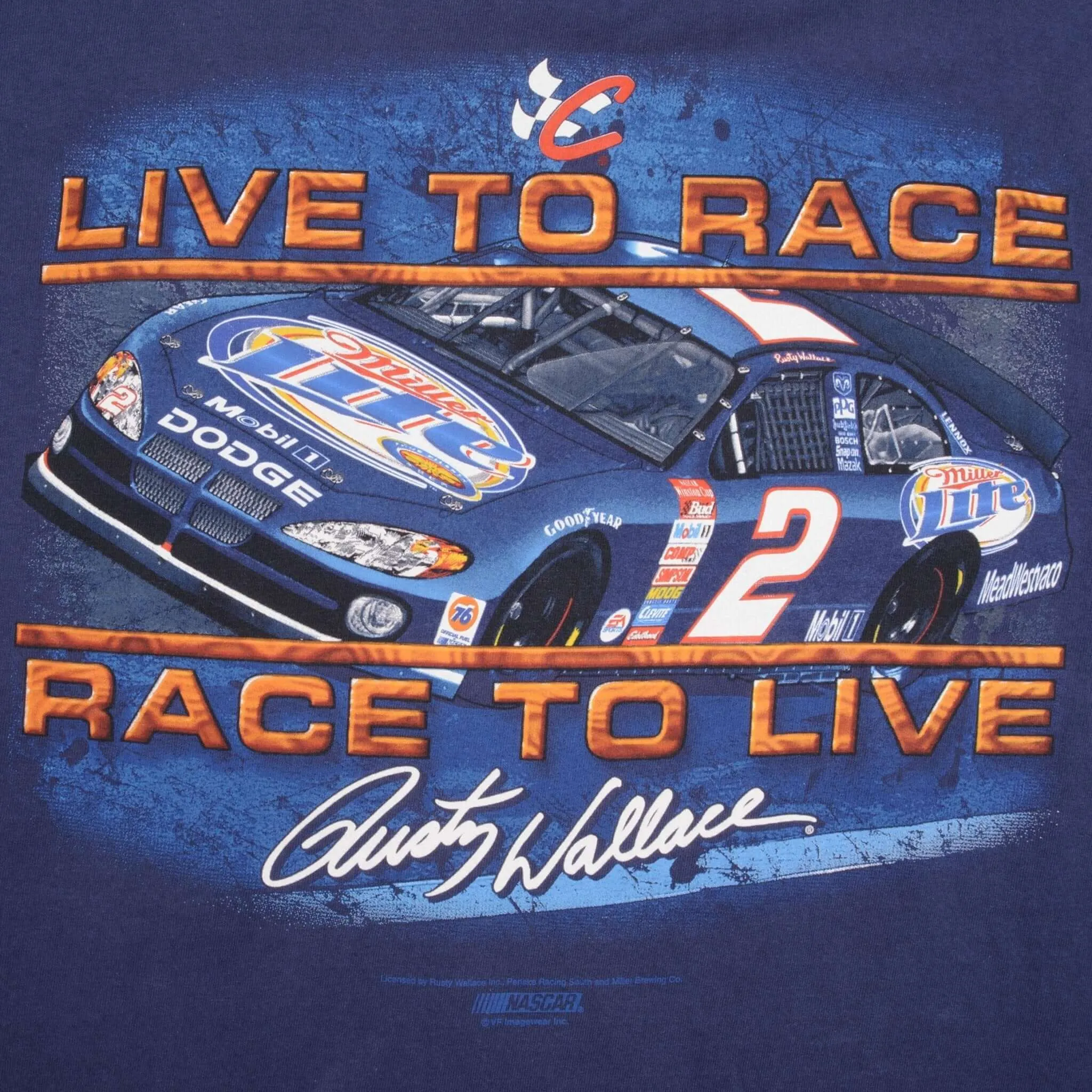 VINTAGE NASCAR RUSTY WALLACE 2000S LONG SLEEVE TEE SHIRT SIZE XL