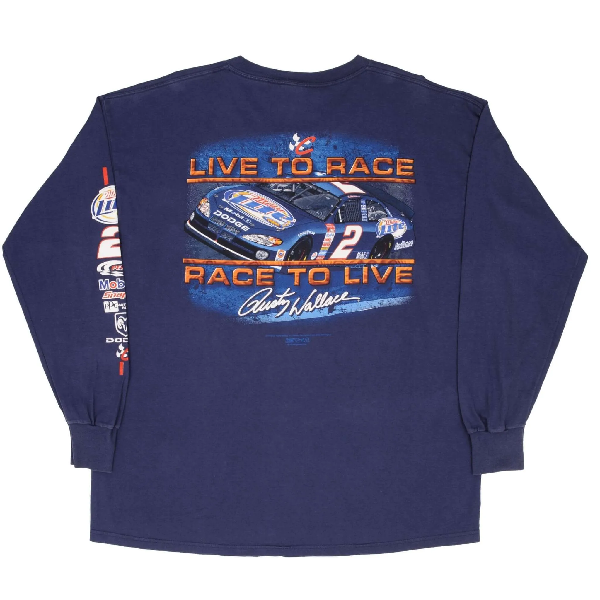 VINTAGE NASCAR RUSTY WALLACE 2000S LONG SLEEVE TEE SHIRT SIZE XL
