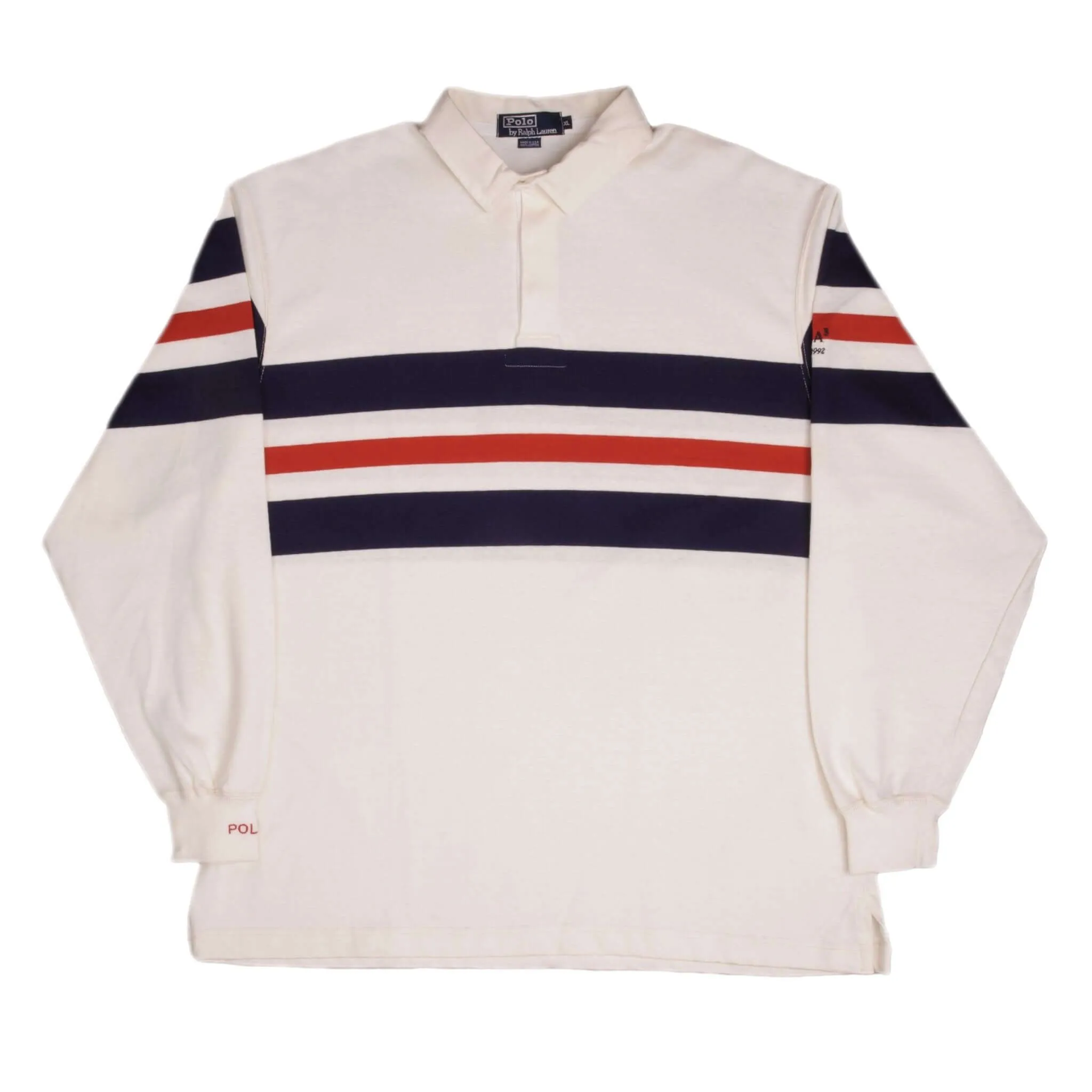 VINTAGE POLO RALPH LAUREN AMERICAS CUP 1992 RUGBY POLO SHIRT SIZE XL MADE IN USA