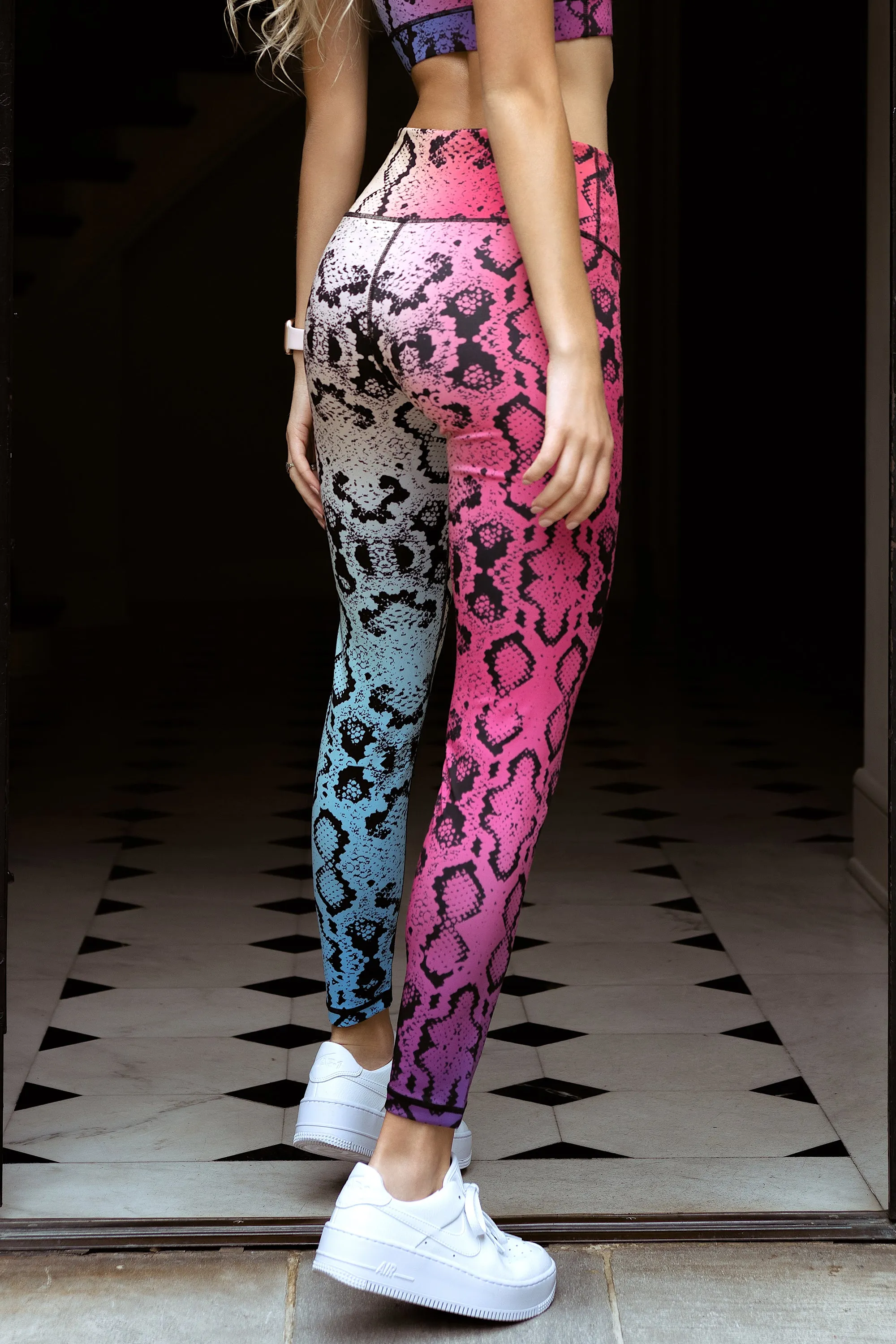 Vivid Snakeskin Multicolored Active Leggings