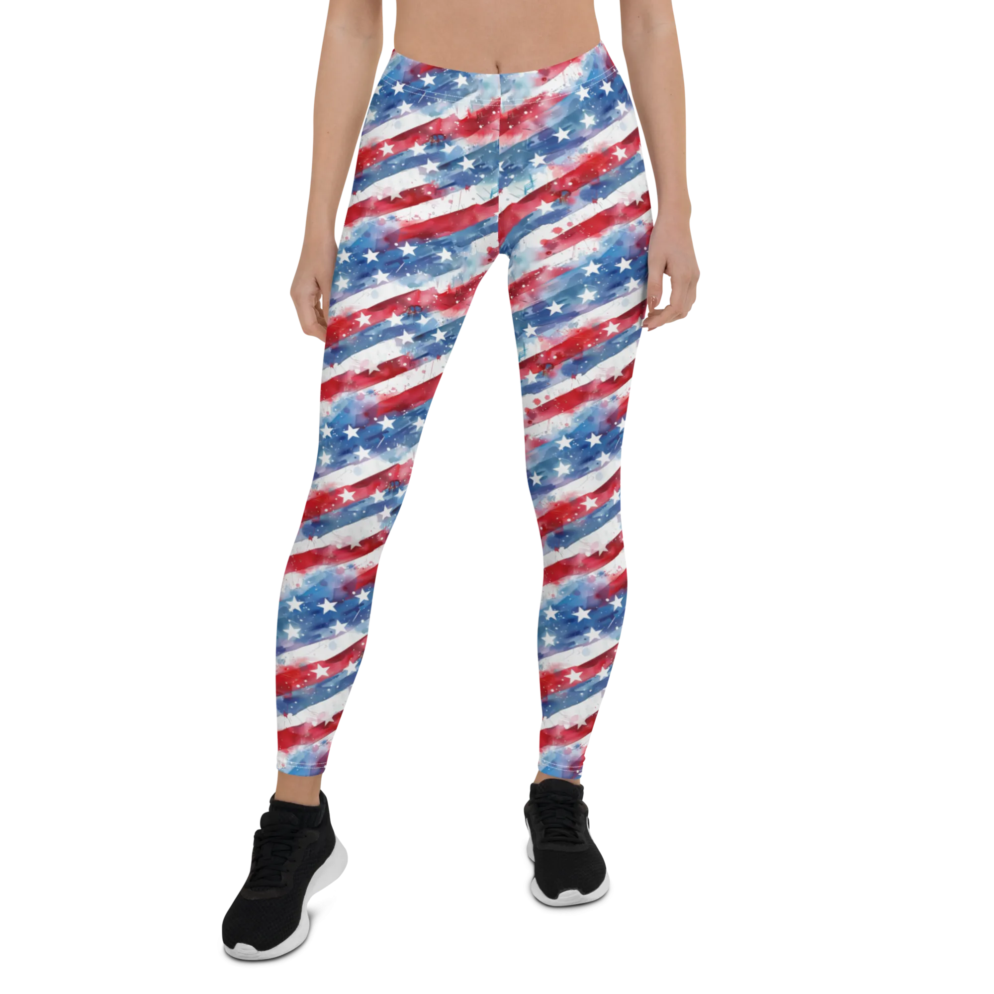 Watercolor Stars and Stripes Leggings