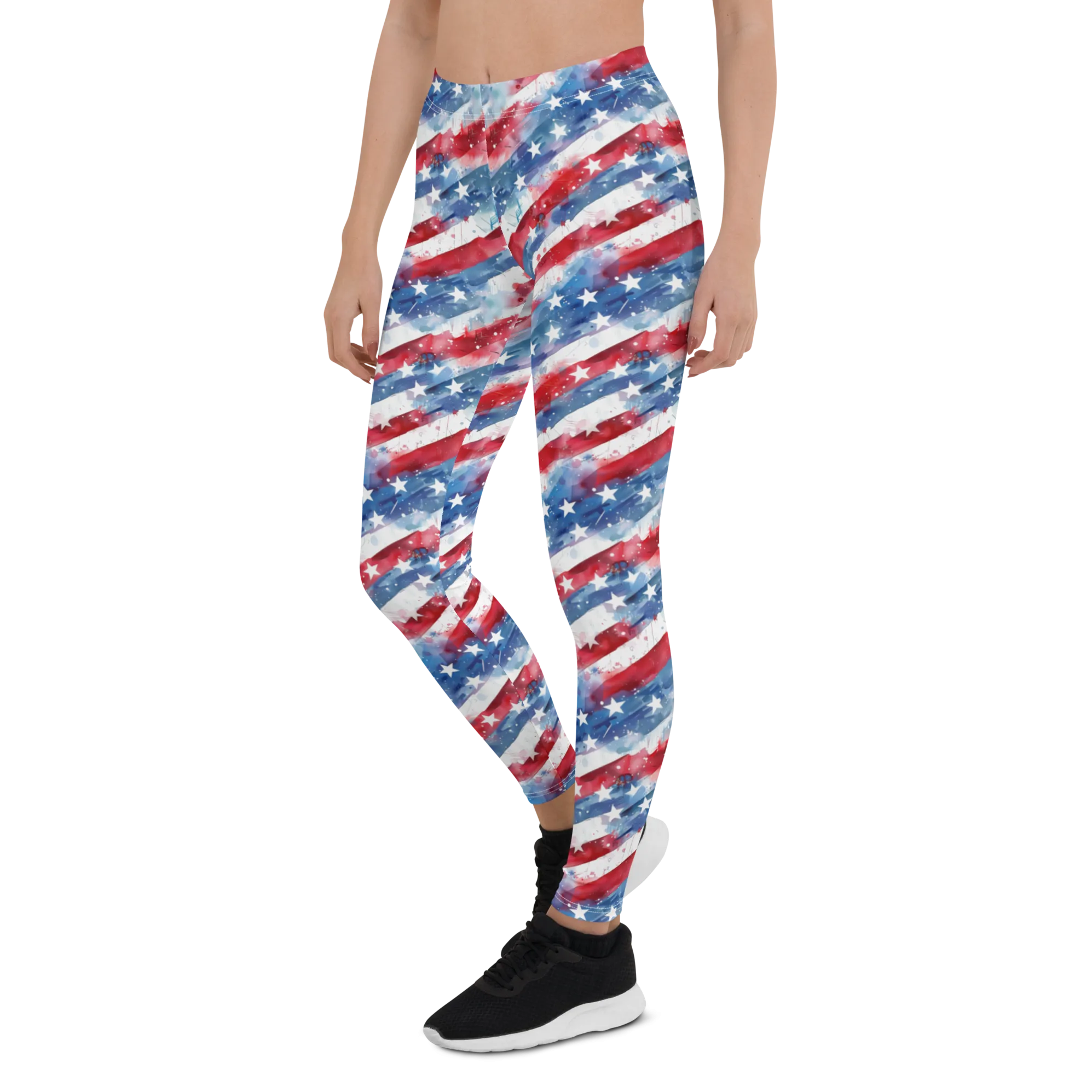 Watercolor Stars and Stripes Leggings