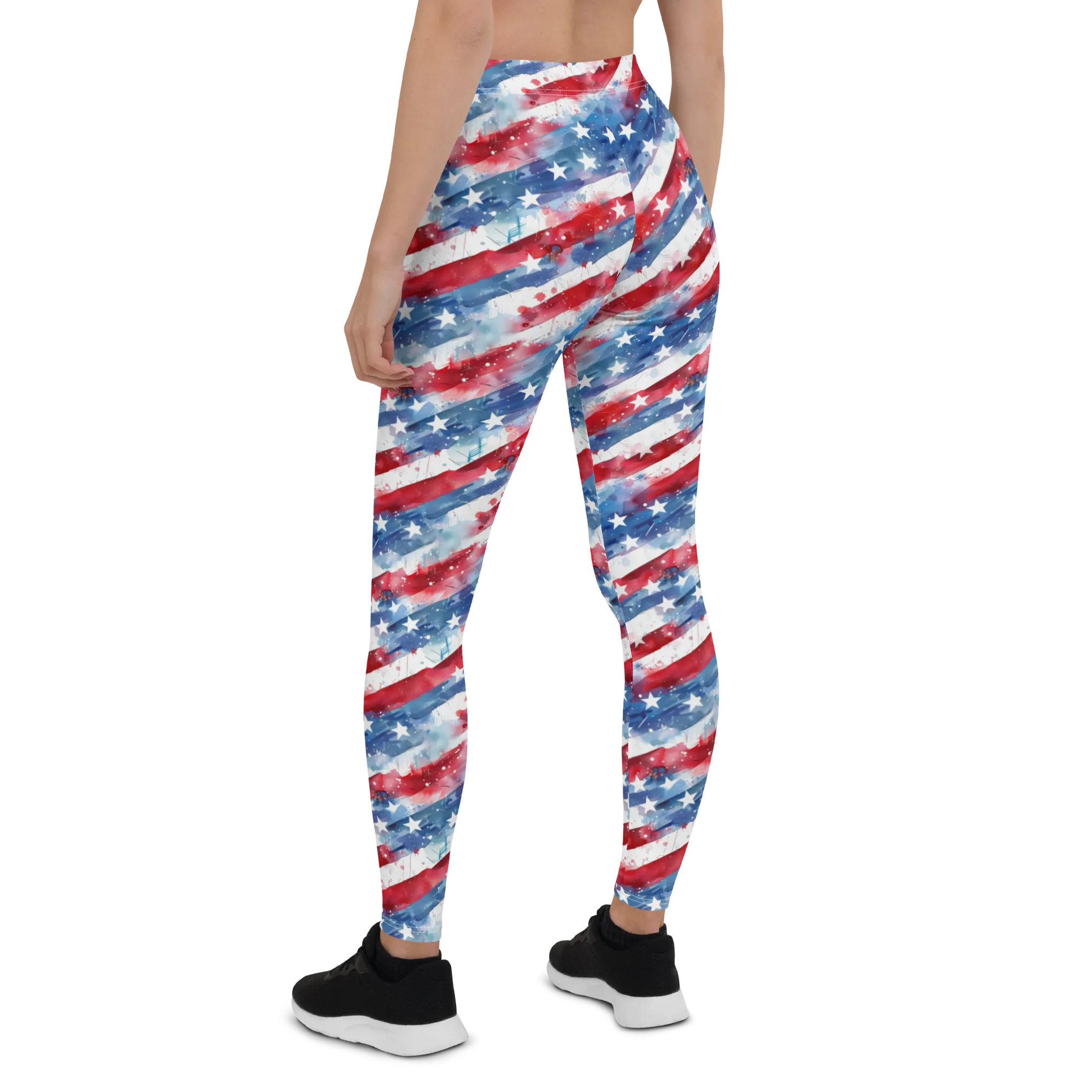 Watercolor Stars and Stripes Leggings
