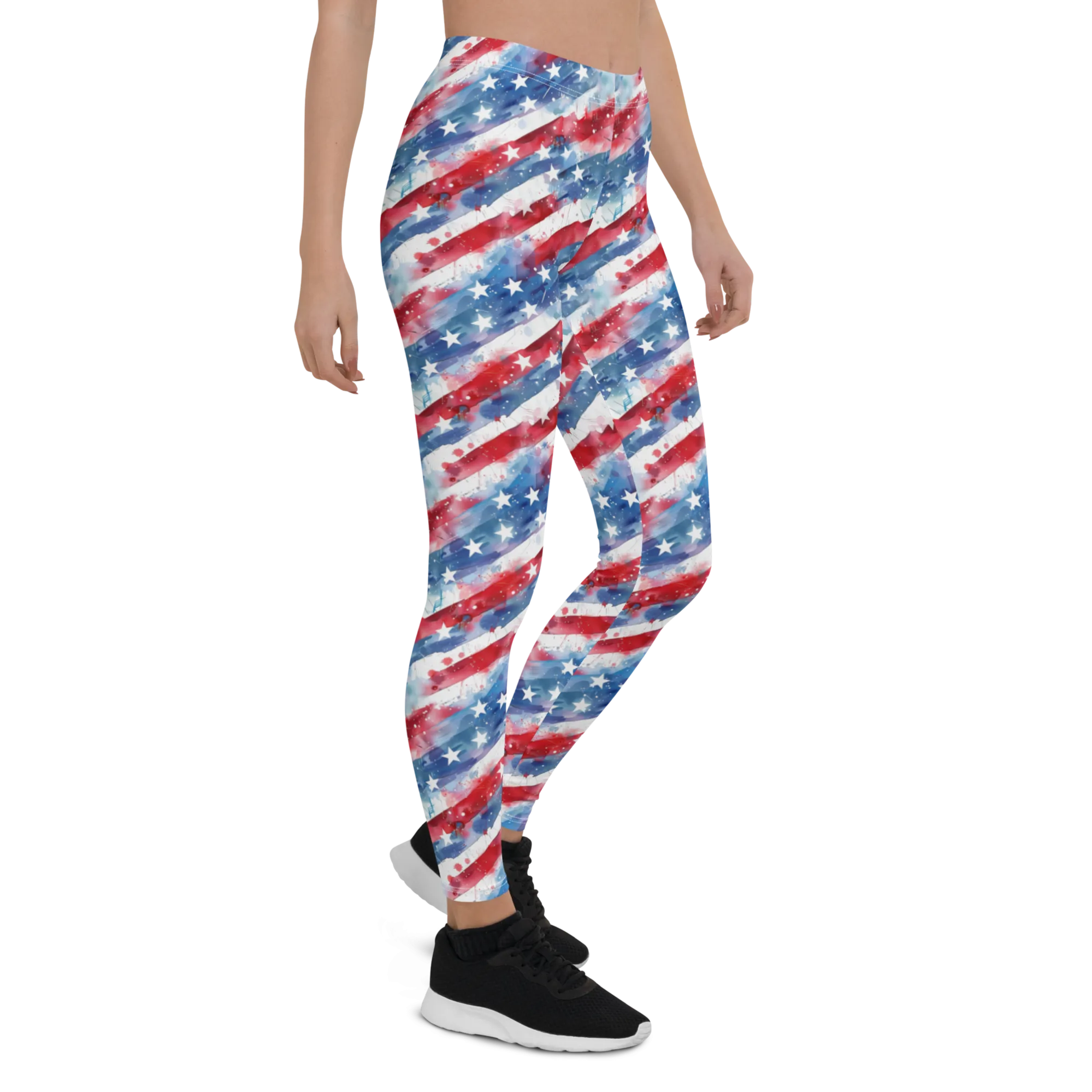 Watercolor Stars and Stripes Leggings