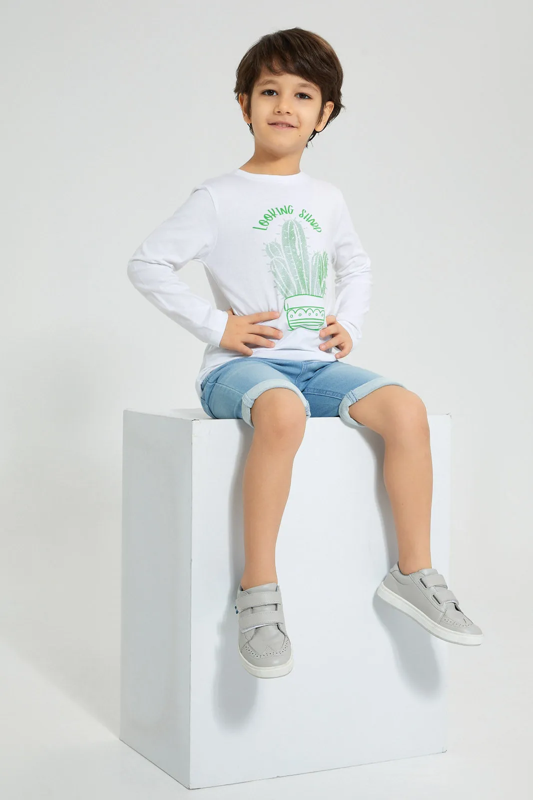 White Cactus Long Sleeve T-Shirt