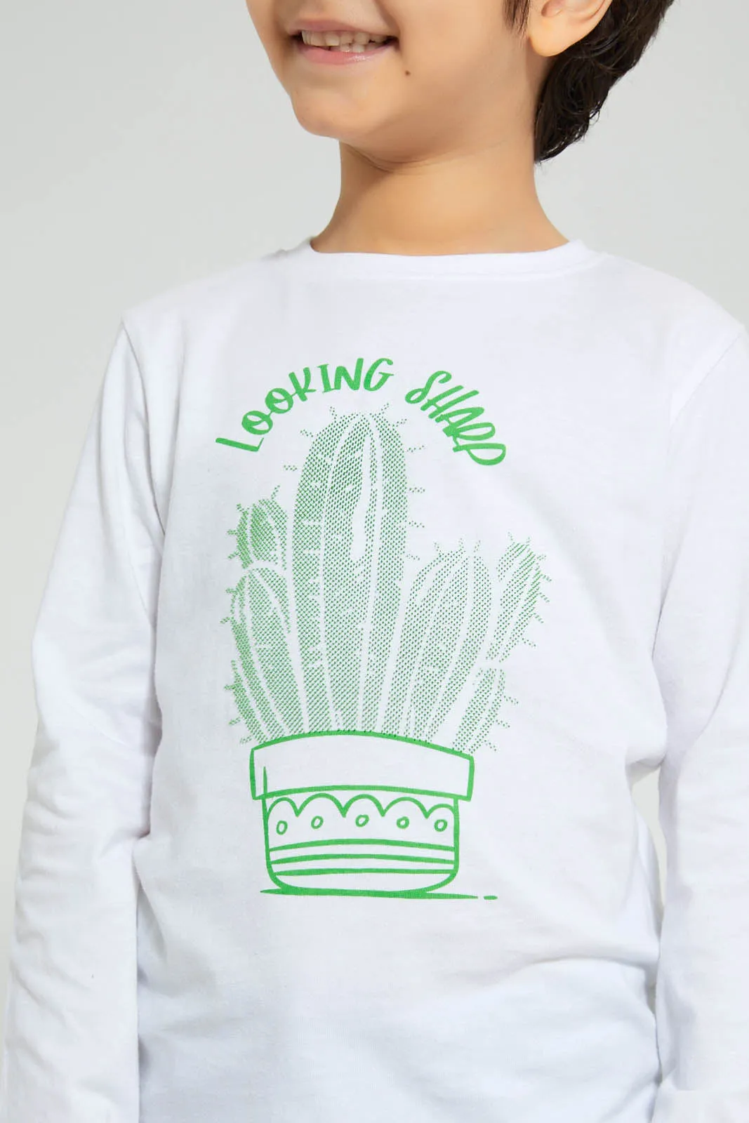 White Cactus Long Sleeve T-Shirt