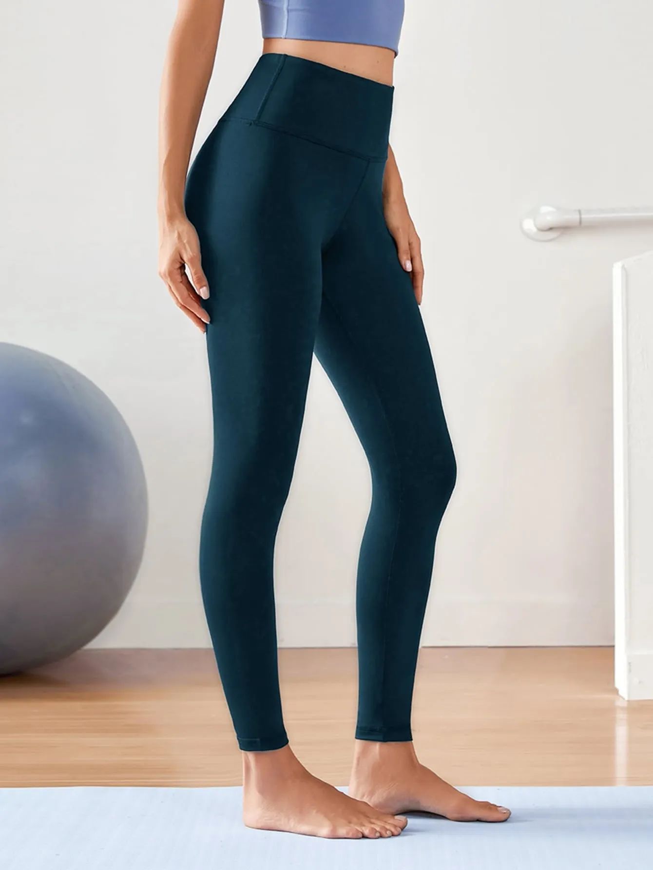Wide Band Waist Crop Sports Leggings