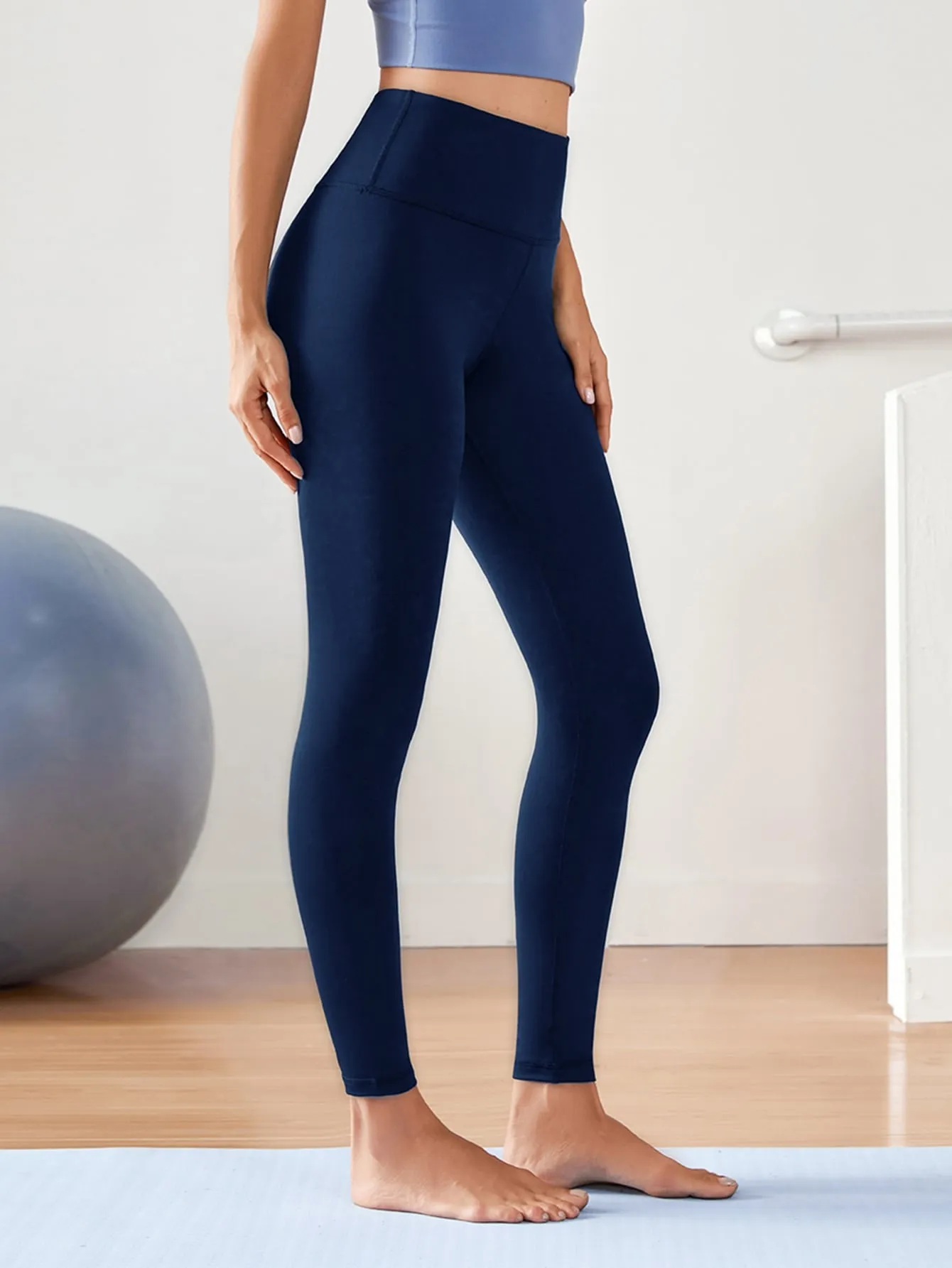Wide Band Waist Crop Sports Leggings