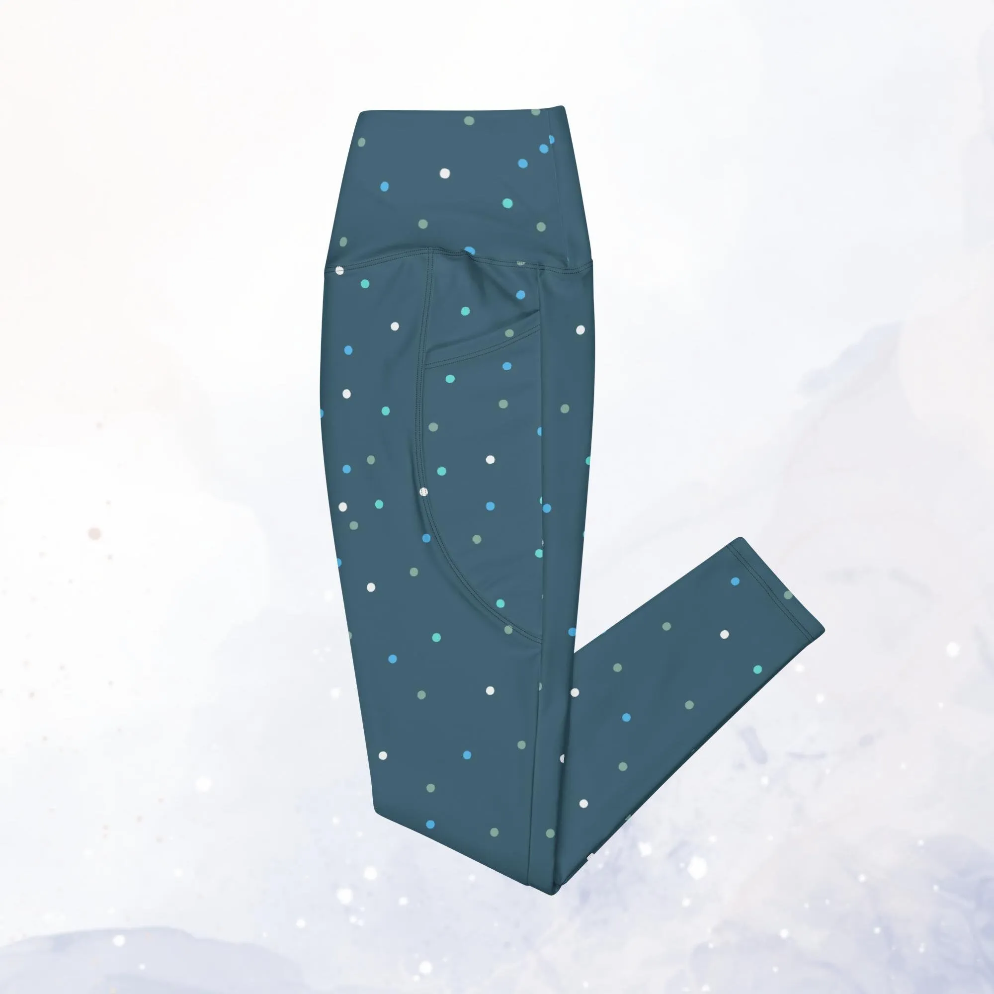 Winter Blue Polka Dot Leggings with Pockets