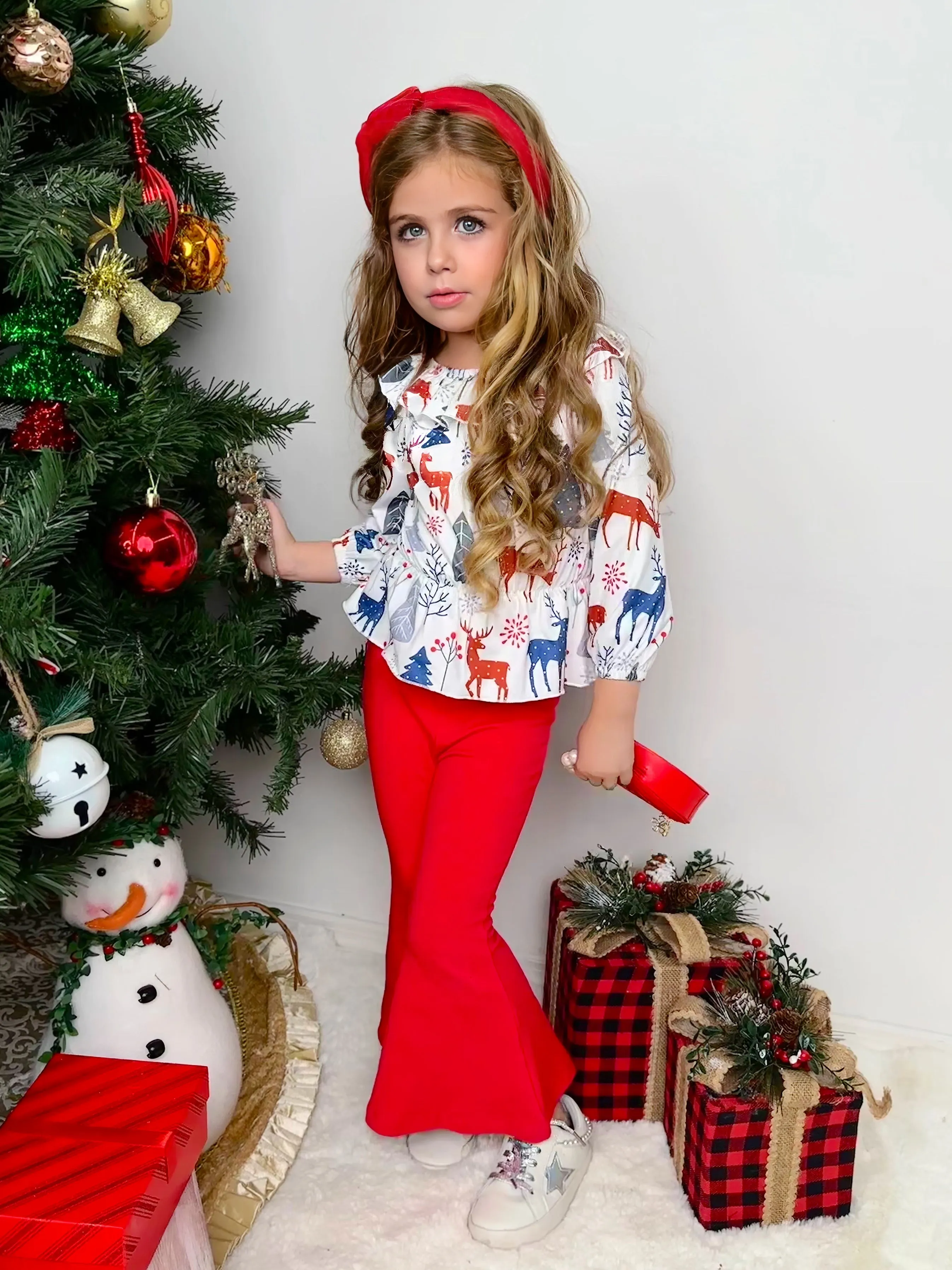 Winter Magic Reindeer Top and Flared Legging Set