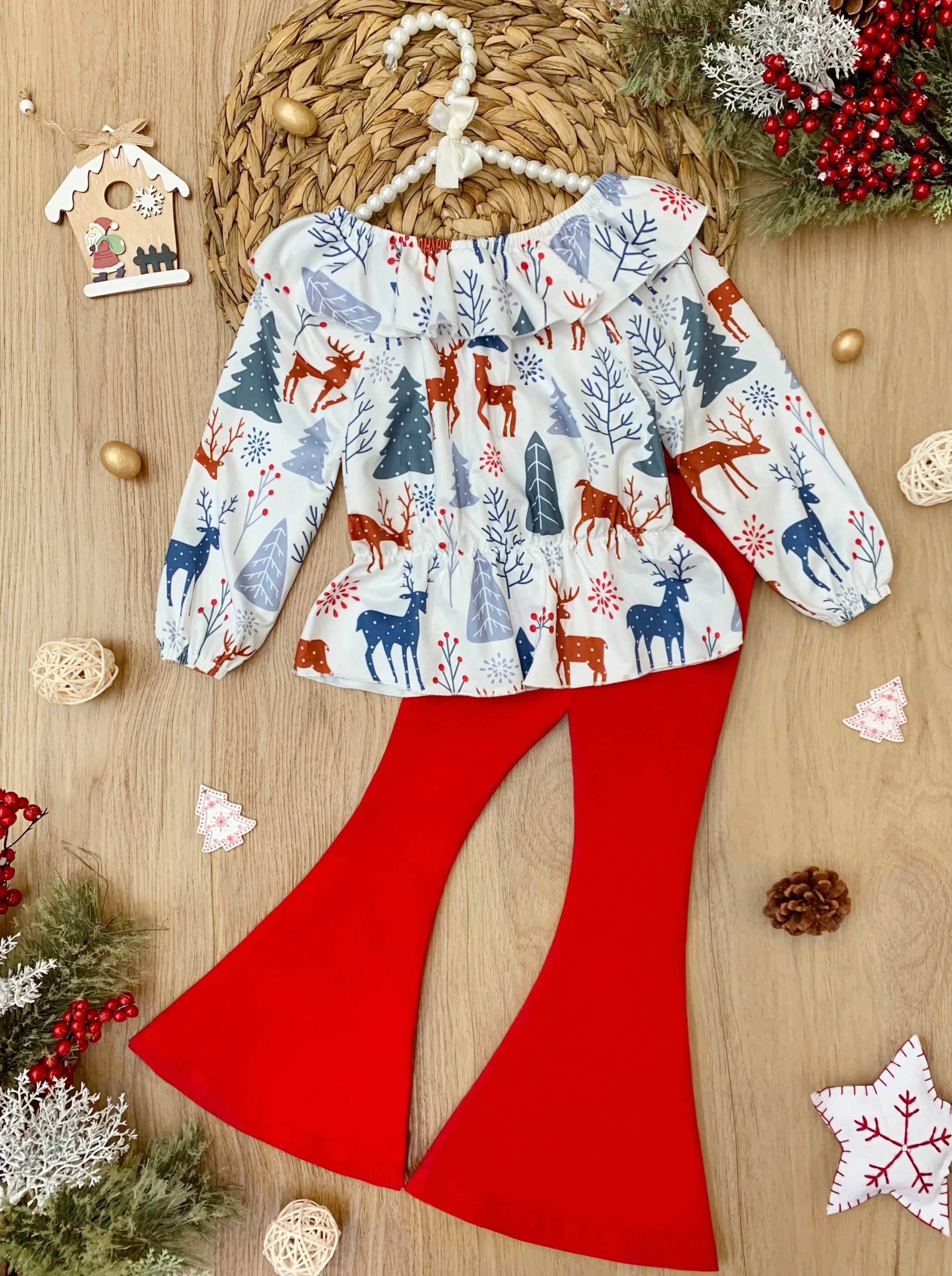 Winter Magic Reindeer Top and Flared Legging Set