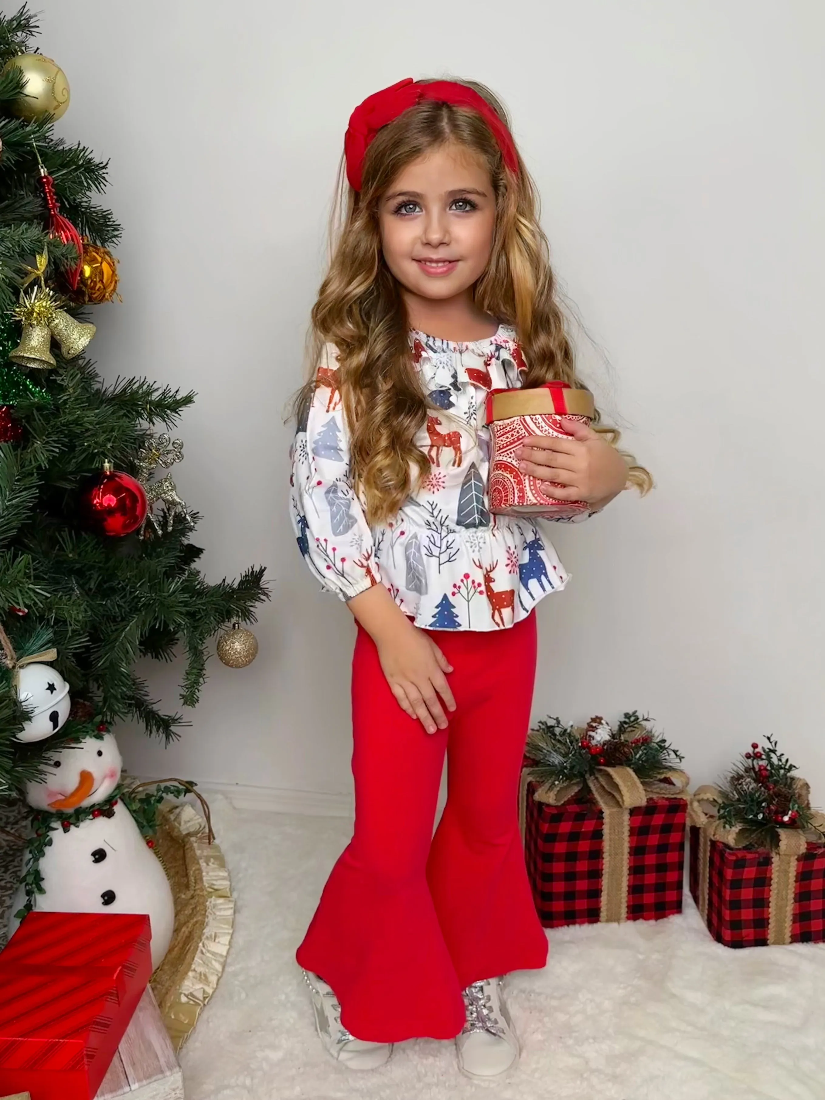 Winter Magic Reindeer Top and Flared Legging Set